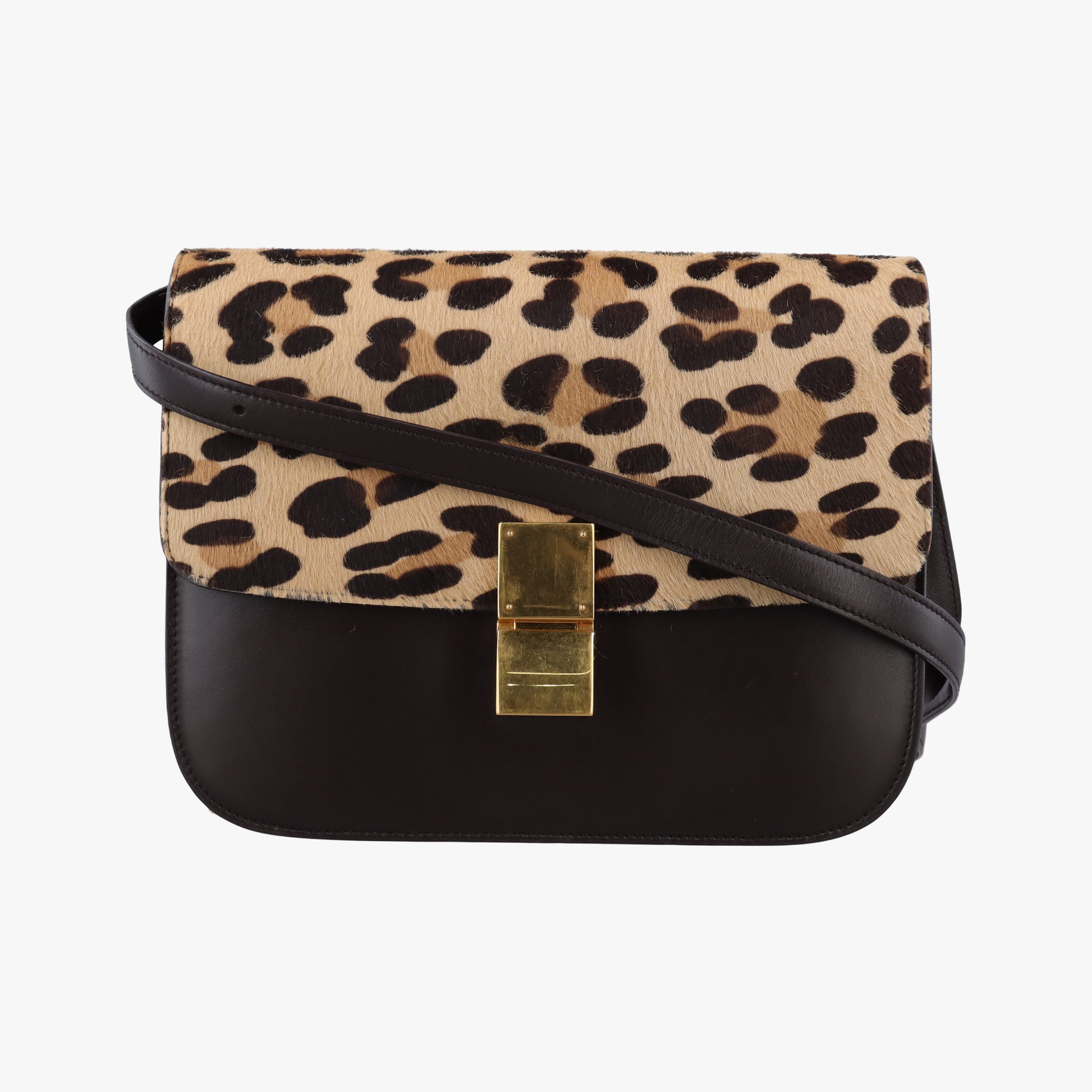 Classic Box Leopard ×Dark Brown Calfskin × Pony Hair S-CE-0112クラシック ボックス レオパード × ダークブラウン ボックスカーフ × ハラコ S-CE-0112