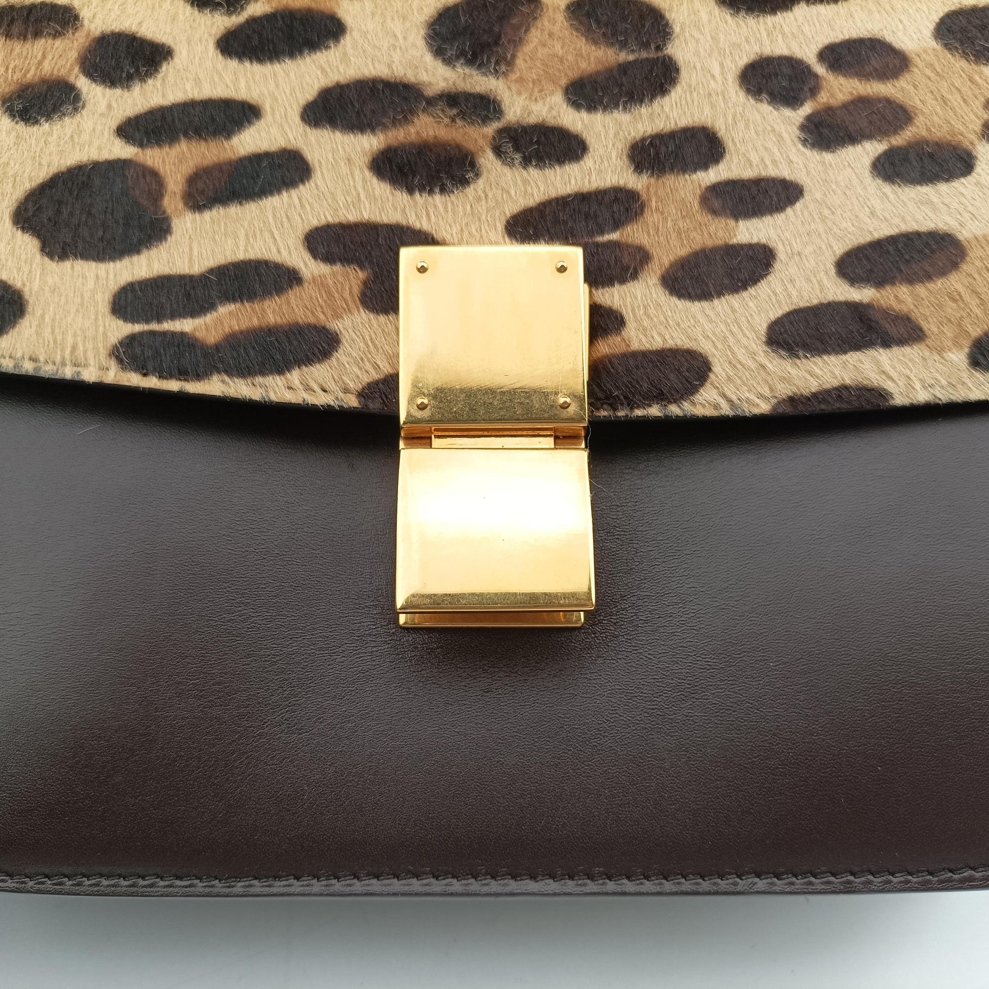 Classic Box Leopard ×Dark Brown Calfskin × Pony Hair S-CE-0112クラシック ボックス レオパード × ダークブラウン ボックスカーフ × ハラコ S-CE-0112