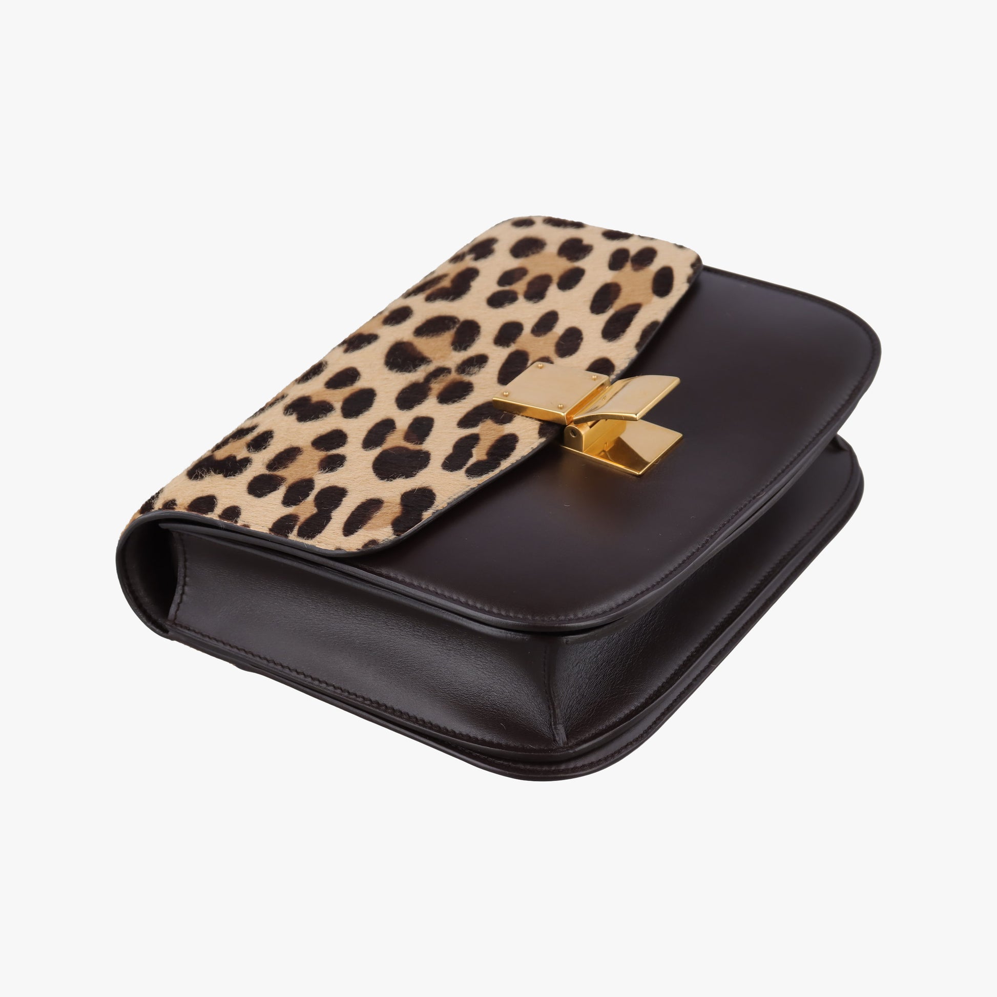 Classic Box Leopard ×Dark Brown Calfskin × Pony Hair S-CE-0112クラシック ボックス レオパード × ダークブラウン ボックスカーフ × ハラコ S-CE-0112