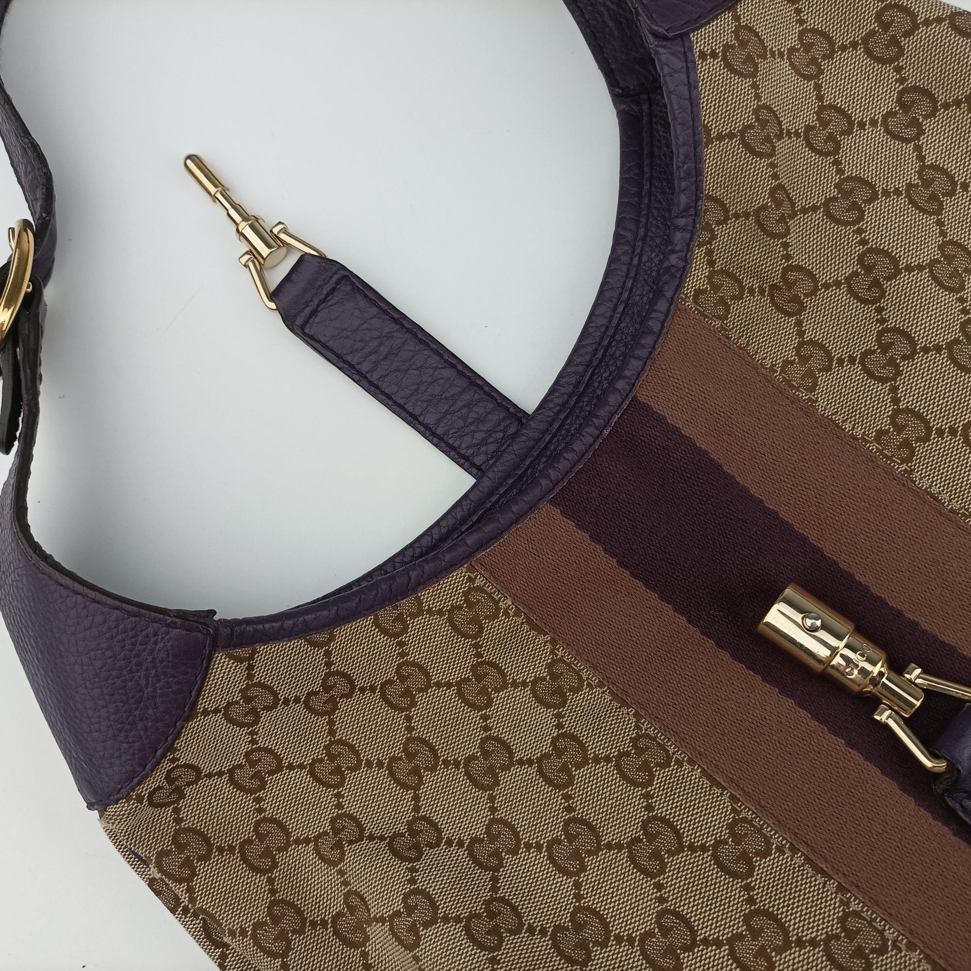 JACKIE 1961 beige×purple Canvas×leather 277520 I014543760ジャッキー1961 ベージュ×パープル キャンバス ×レザー 277520 I014543760