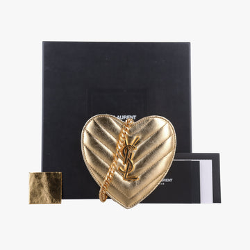 Love heart V stitch Golden Leather 448050 VLR448050.0616ラブハート Vステッチ ゴールド レザー 448050 VLR448050.0616