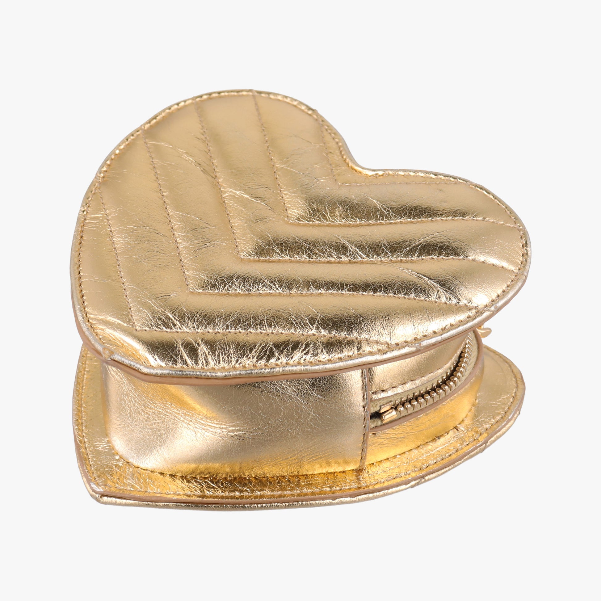 Love heart V stitch Golden Leather 448050 VLR448050.0616ラブハート Vステッチ ゴールド レザー 448050 VLR448050.0616