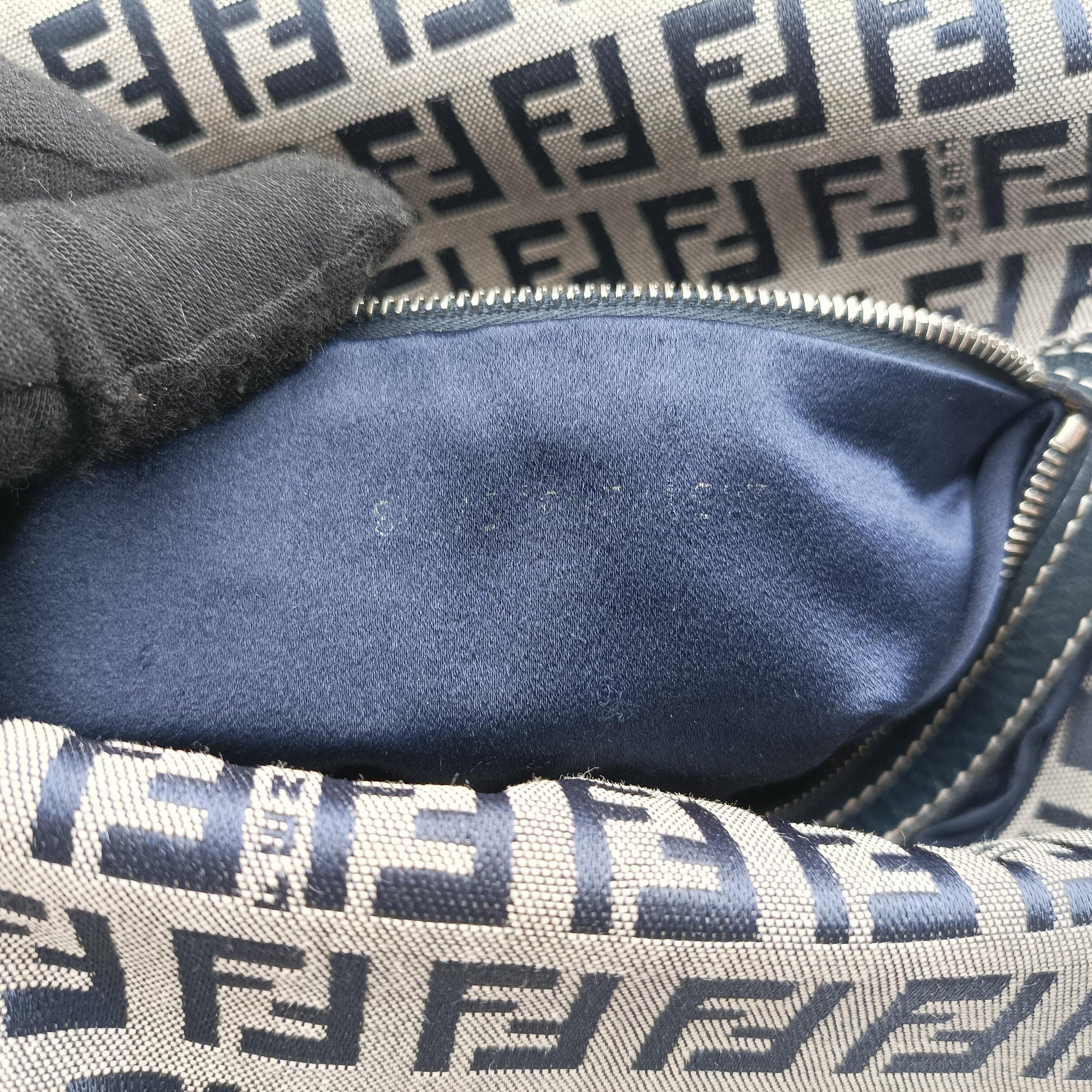 Baguette　Zucchino Navy×Grey canvas×leather 8BR001 Lot number unknownマンマバケット　ズッキーノ柄 ネイビー×グレー キャンバス×レザー 8BR001 製番不明