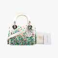 Lady Dior White×Multicolor Satin × Sequin × Bead Embellishments 02-MA-0194レディディオール ホワイト×マルチカラー サテン ×スパンコール×ビーズ刺繍  02-MA-0194