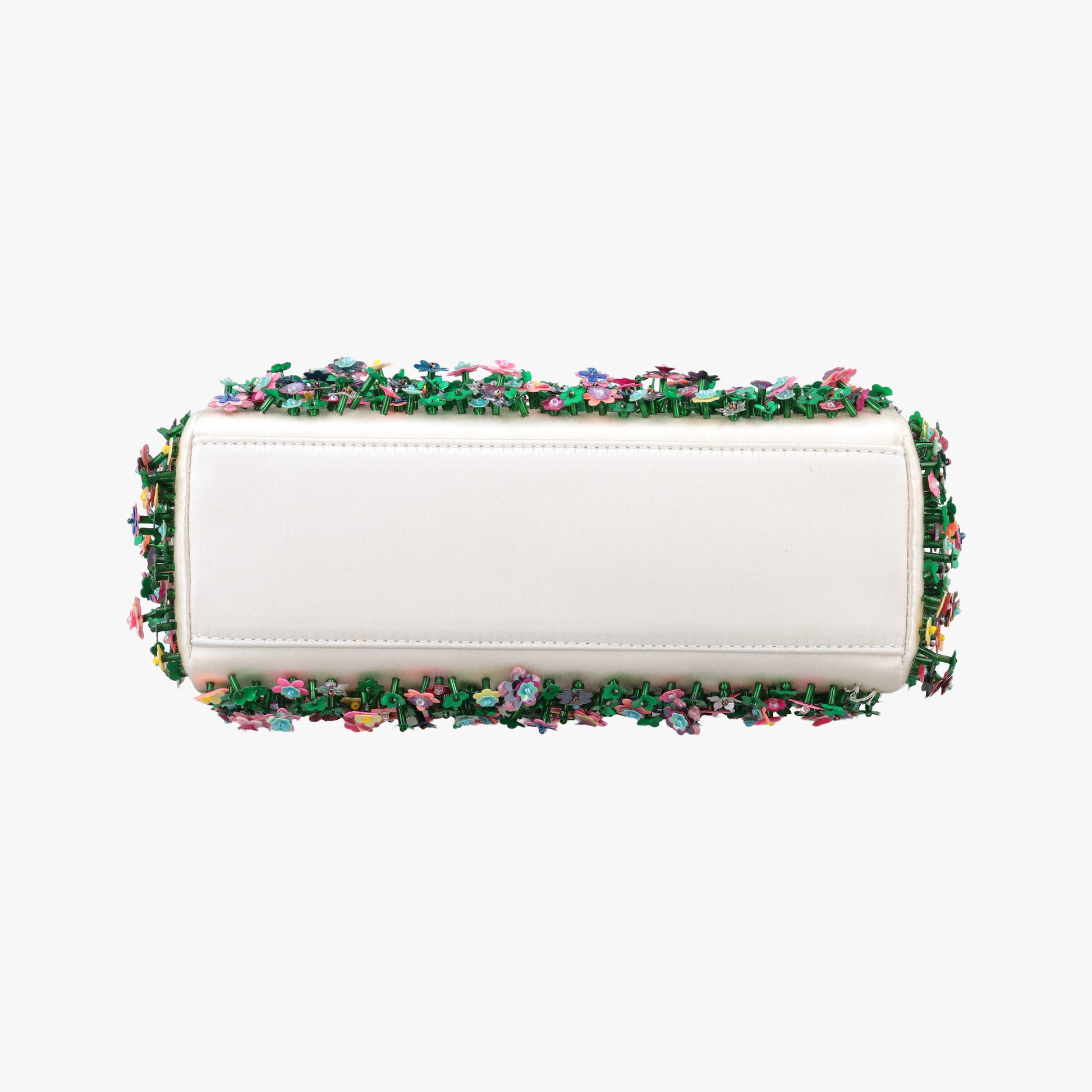 Lady Dior White×Multicolor Satin × Sequin × Bead Embellishments 02-MA-0194レディディオール ホワイト×マルチカラー サテン ×スパンコール×ビーズ刺繍  02-MA-0194