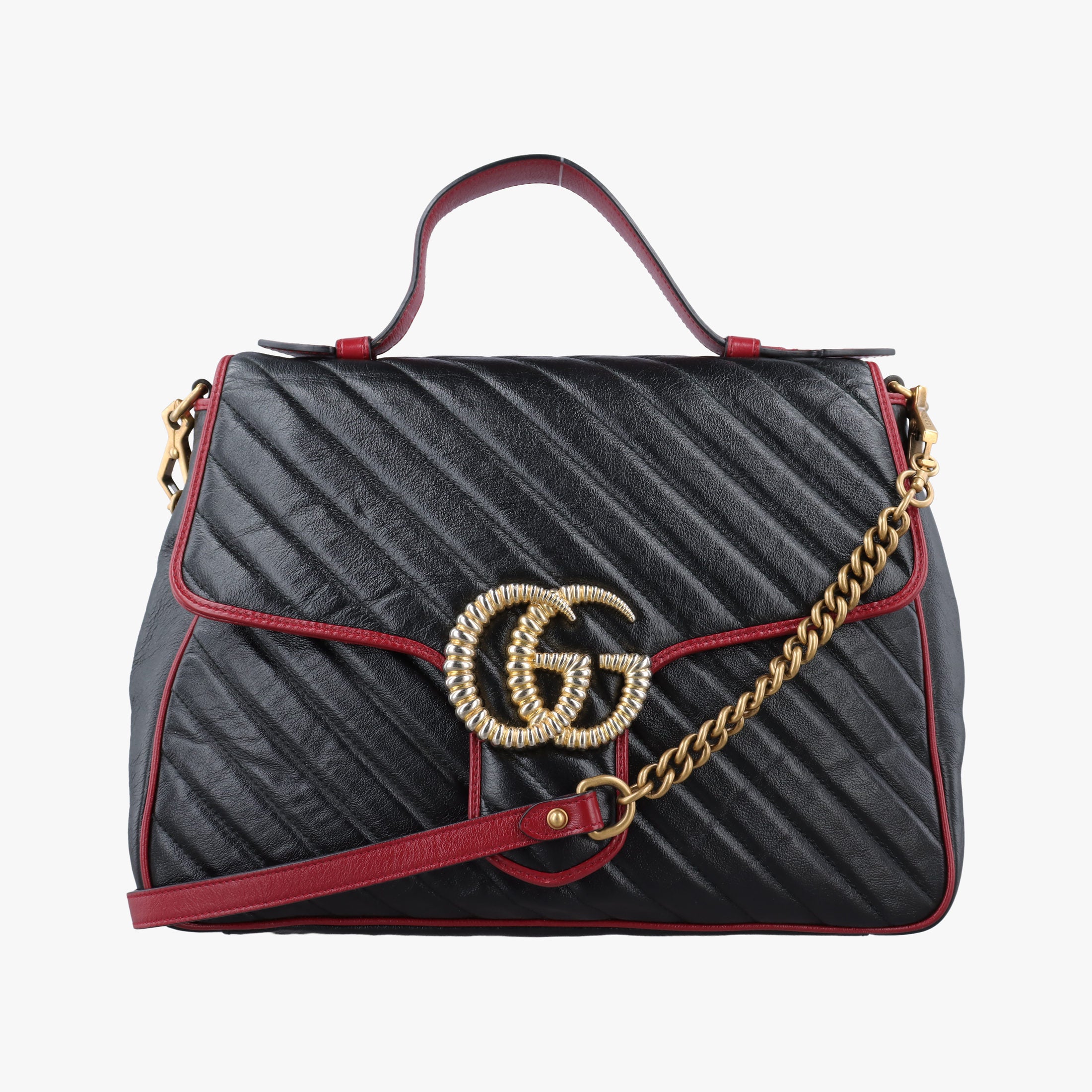 GG Marmont Black×red Leather 498109 A030030509GGマーモント ブラック×レッド レザー 498109 A030030509