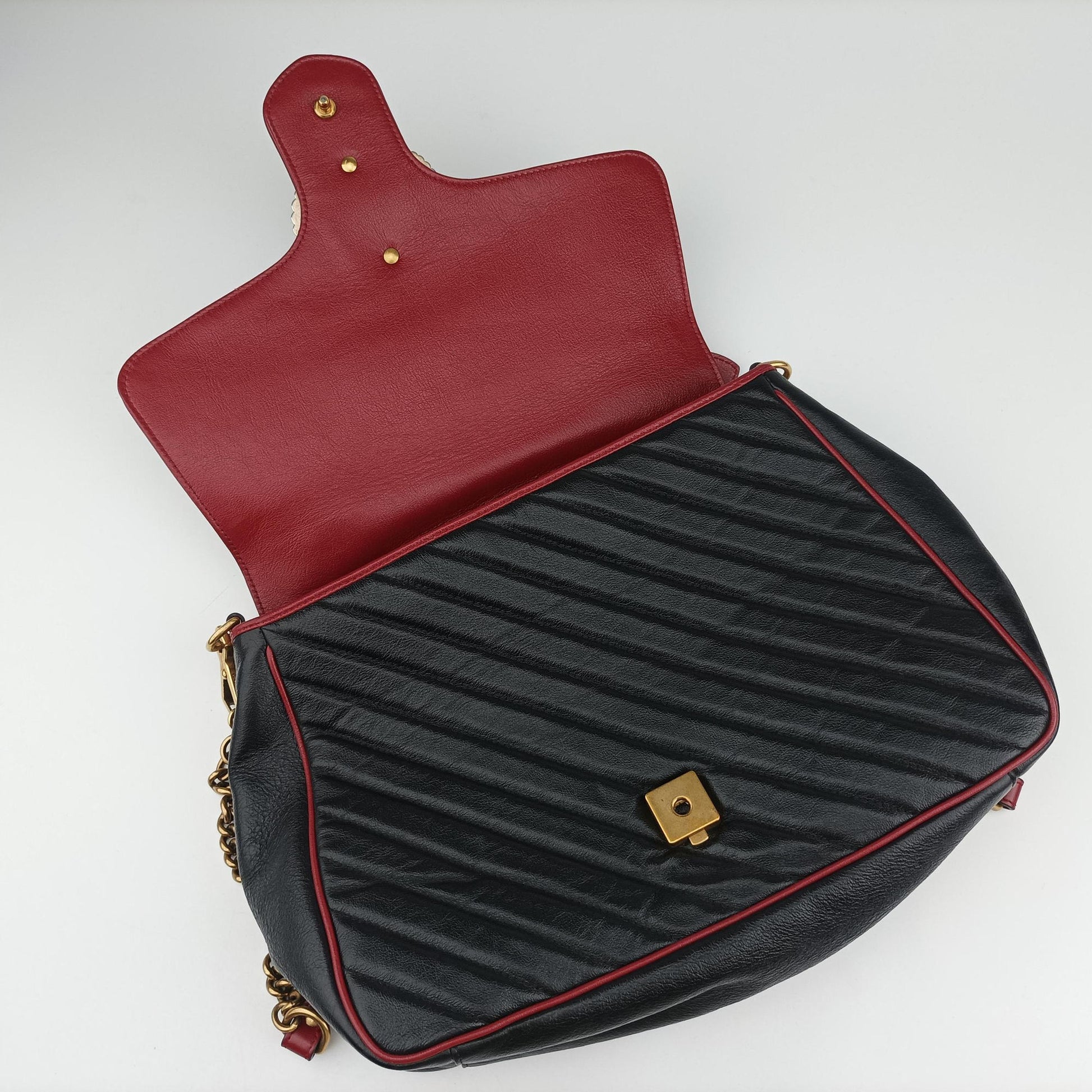 GG Marmont Black×red Leather 498109 A030030509GGマーモント ブラック×レッド レザー 498109 A030030509