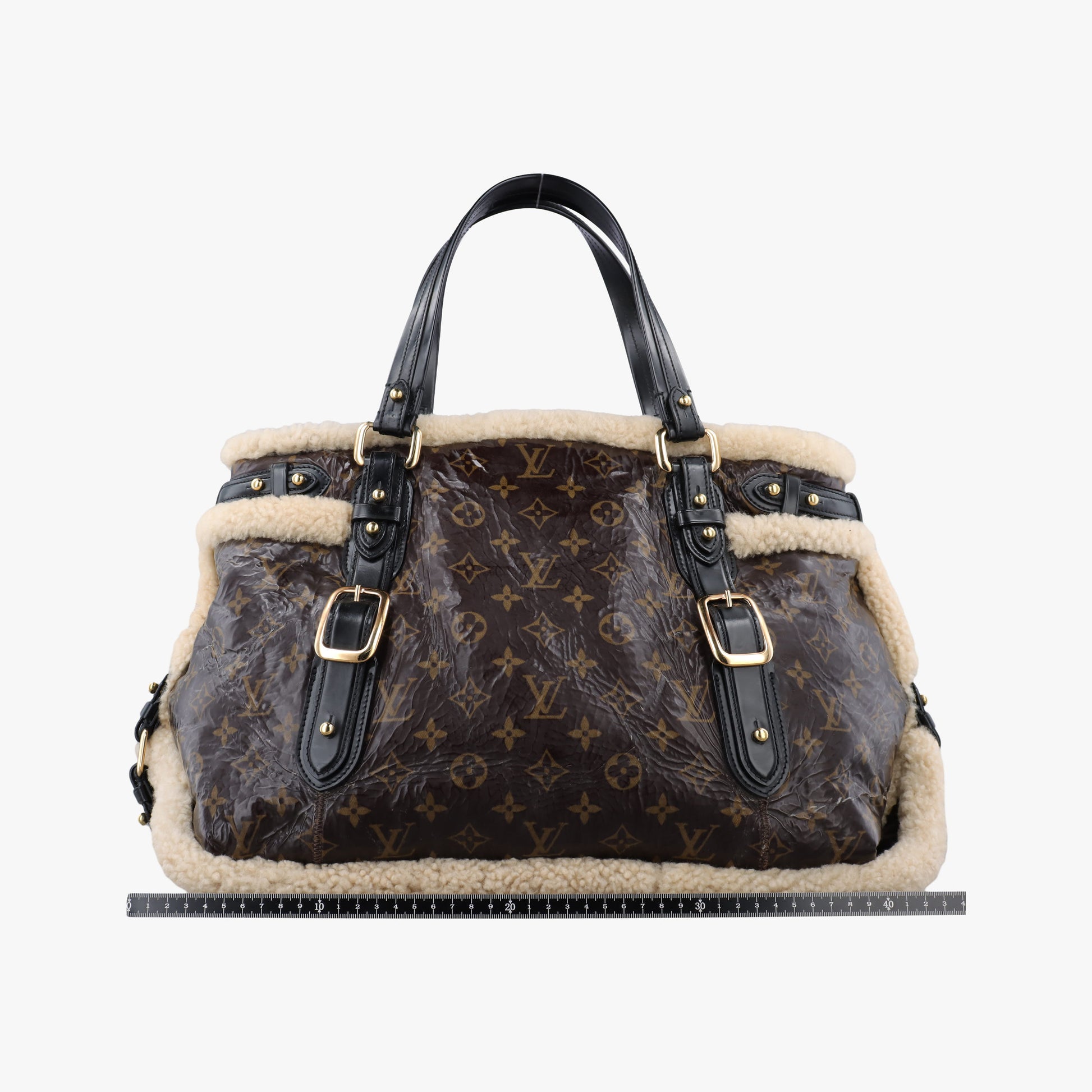 Monogram Shearling Thunder Tote Brown Monogram × Cream Coated Monogram Canvas x Shearling x Patent M95573 RC4057モノグラム シアリング サンダー トート モノグラム ブラウン ×クリーム コーティングキャンバス×シアリング×パテント M95573 RC4057