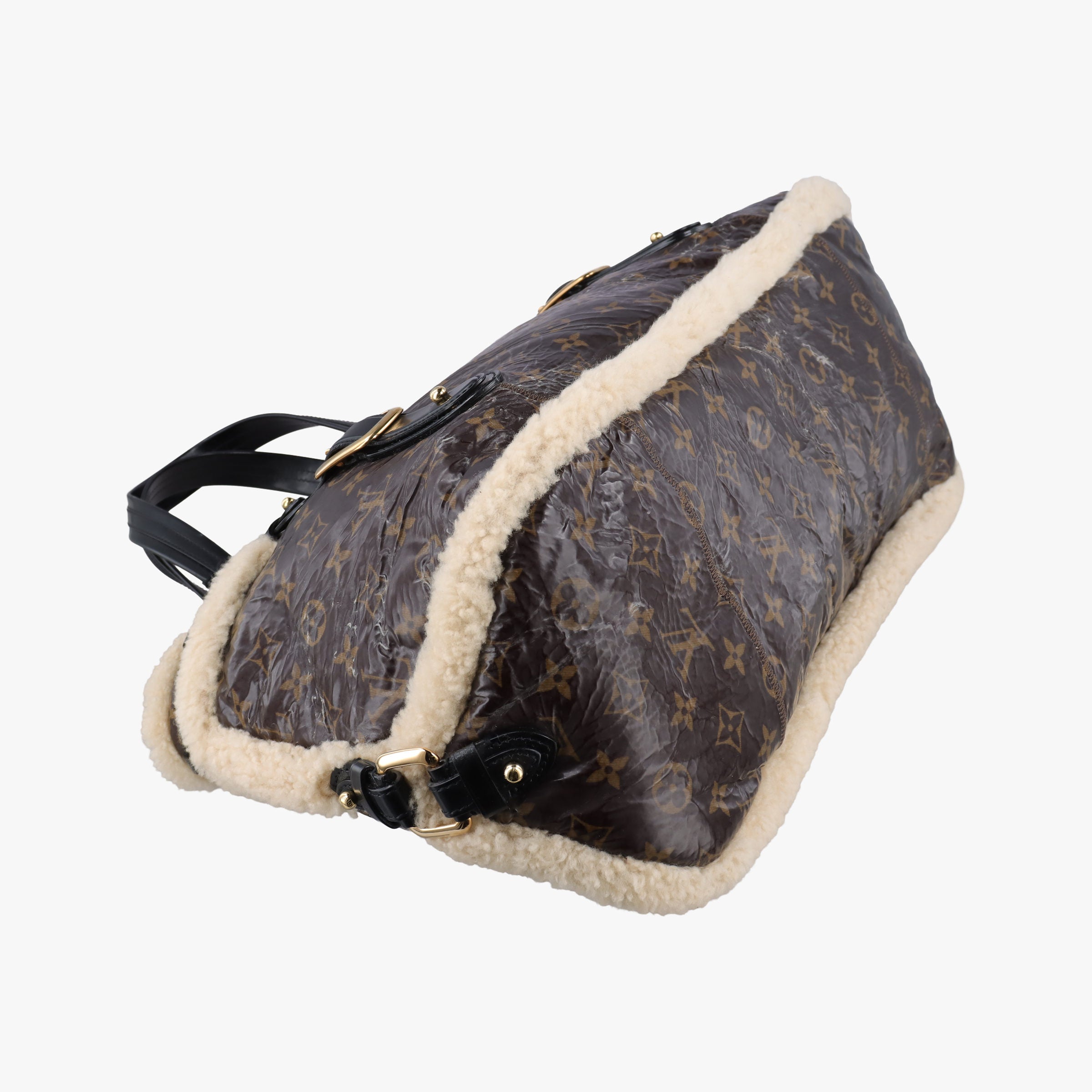 Monogram Shearling Thunder Tote Brown Monogram × Cream Coated Monogram Canvas x Shearling x Patent M95573 RC4057モノグラム シアリング サンダー トート モノグラム ブラウン ×クリーム コーティングキャンバス×シアリング×パテント M95573 RC4057