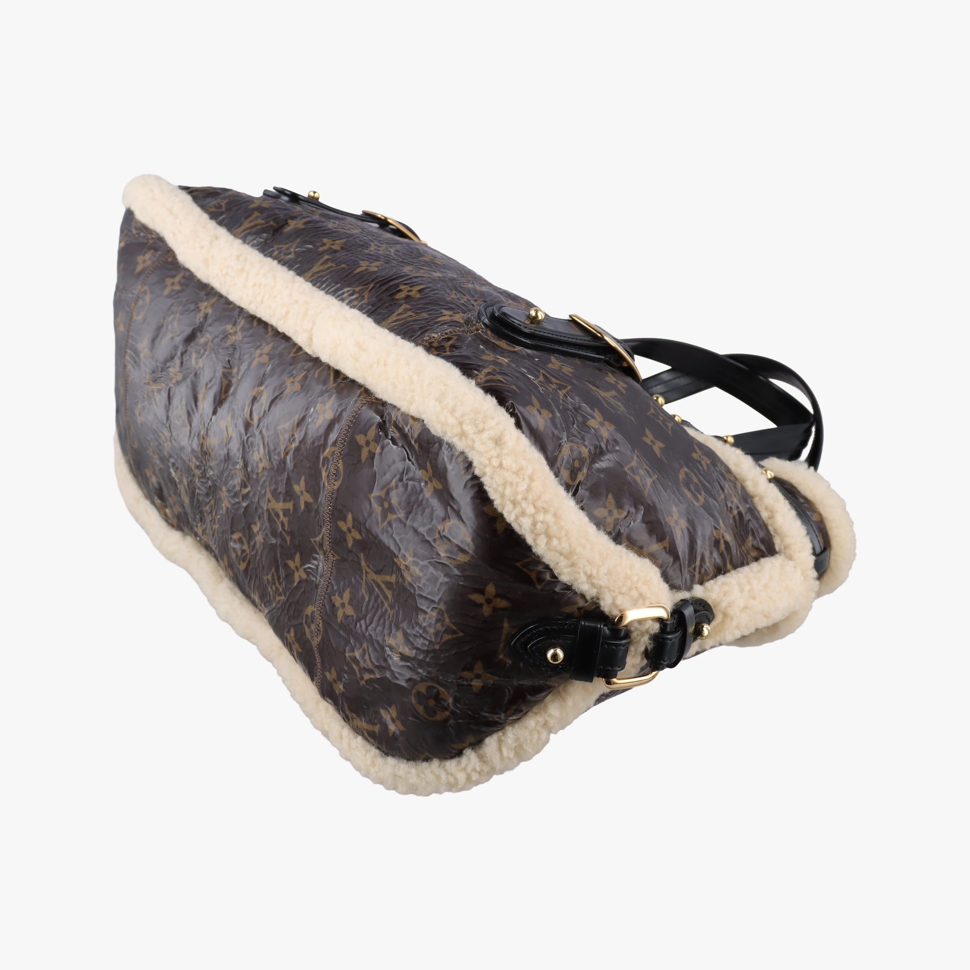Monogram Shearling Thunder Tote Brown Monogram × Cream Coated Monogram Canvas x Shearling x Patent M95573 RC4057モノグラム シアリング サンダー トート モノグラム ブラウン ×クリーム コーティングキャンバス×シアリング×パテント M95573 RC4057