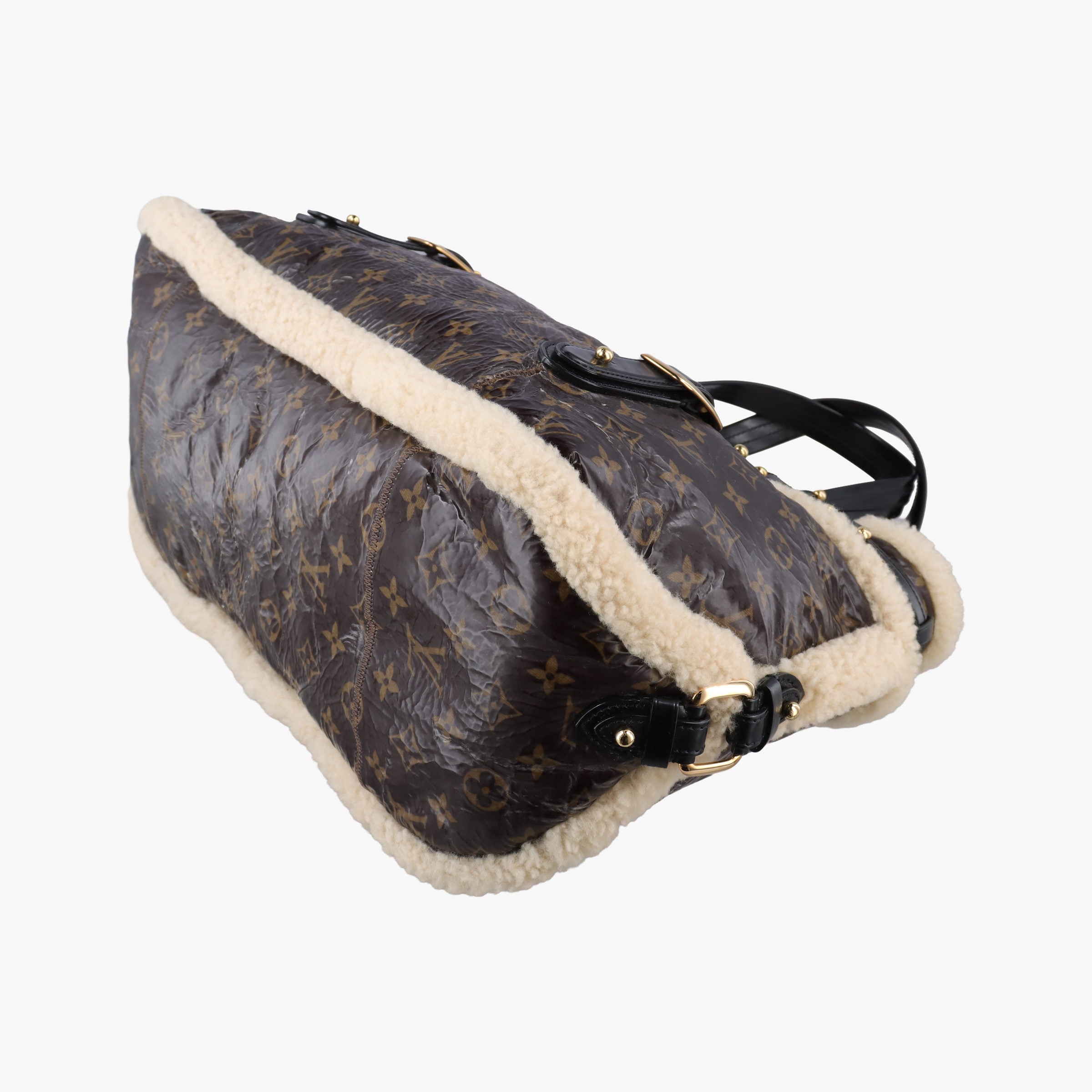 Monogram Shearling Thunder Tote Brown Monogram × Cream Coated Monogram Canvas x Shearling x Patent M95573 RC4057モノグラム シアリング サンダー トート モノグラム ブラウン ×クリーム コーティングキャンバス×シアリング×パテント M95573 RC4057