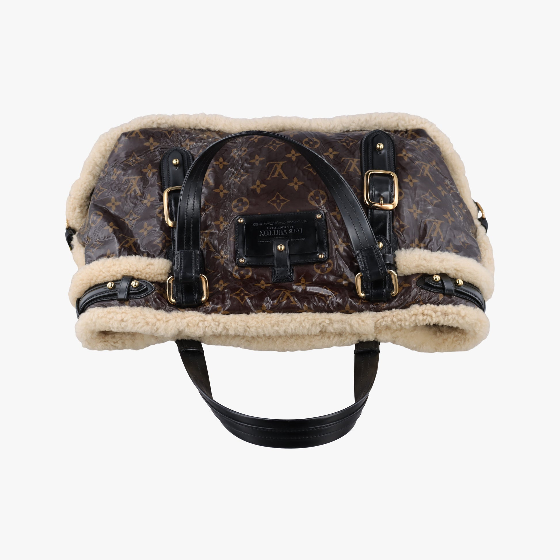 Monogram Shearling Thunder Tote Brown Monogram × Cream Coated Monogram Canvas x Shearling x Patent M95573 RC4057モノグラム シアリング サンダー トート モノグラム ブラウン ×クリーム コーティングキャンバス×シアリング×パテント M95573 RC4057