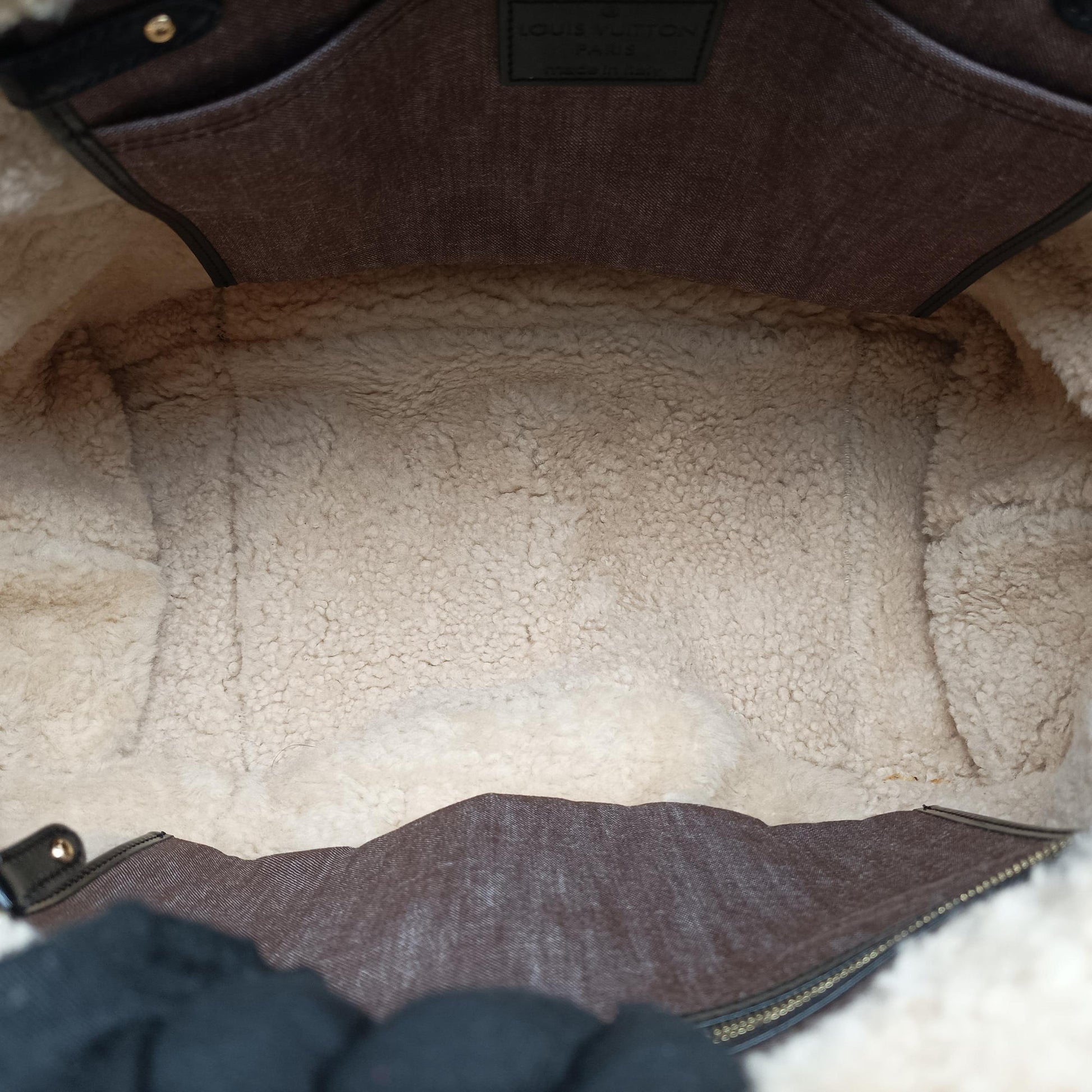 Monogram Shearling Thunder Tote Brown Monogram × Cream Coated Monogram Canvas x Shearling x Patent M95573 RC4057モノグラム シアリング サンダー トート モノグラム ブラウン ×クリーム コーティングキャンバス×シアリング×パテント M95573 RC4057