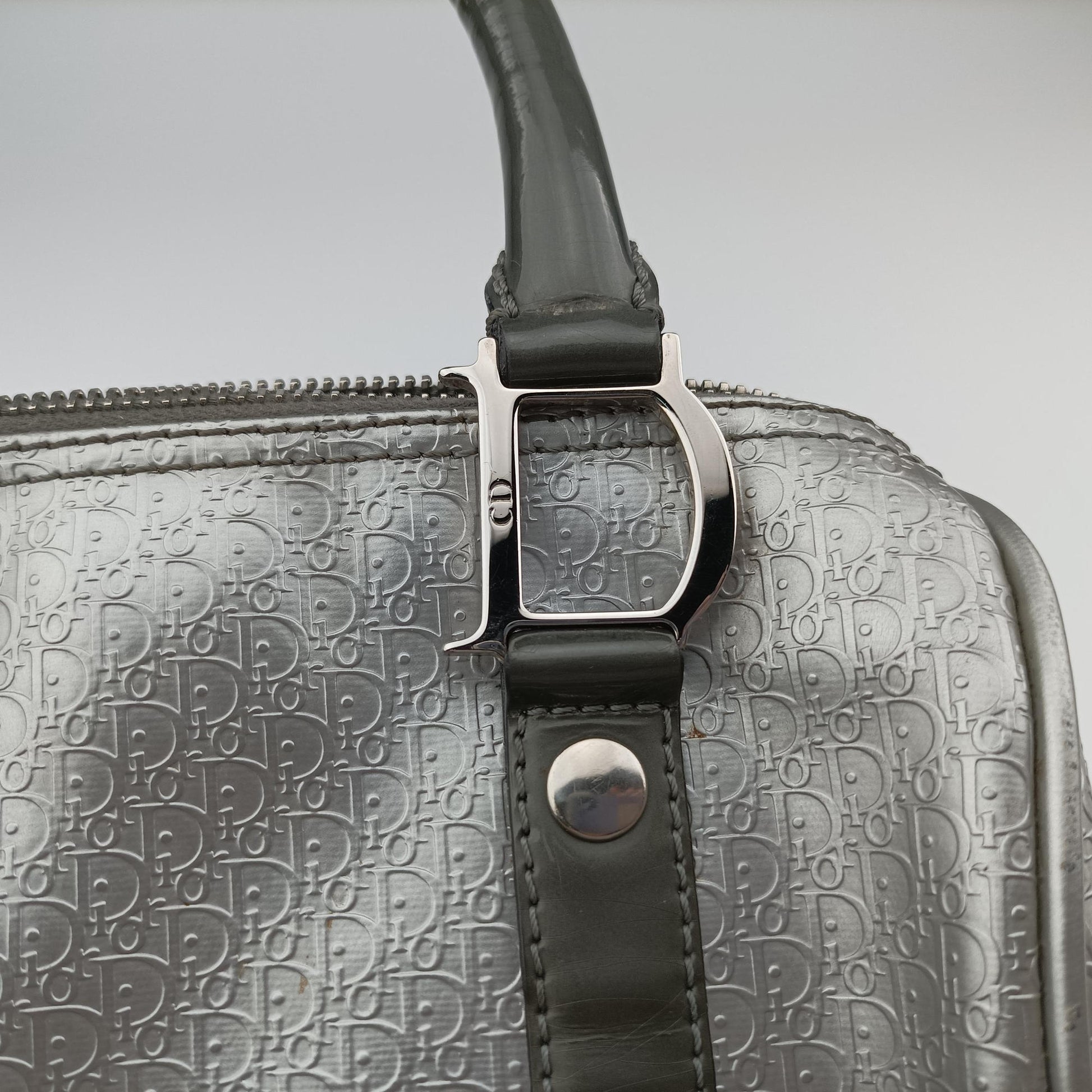 Zucchino Glitter Logo Silver × Gray Leather PZ 0101ズッカ柄 ズッキーノ グリッターロゴ シルバー × グレー レザー PZ 0101