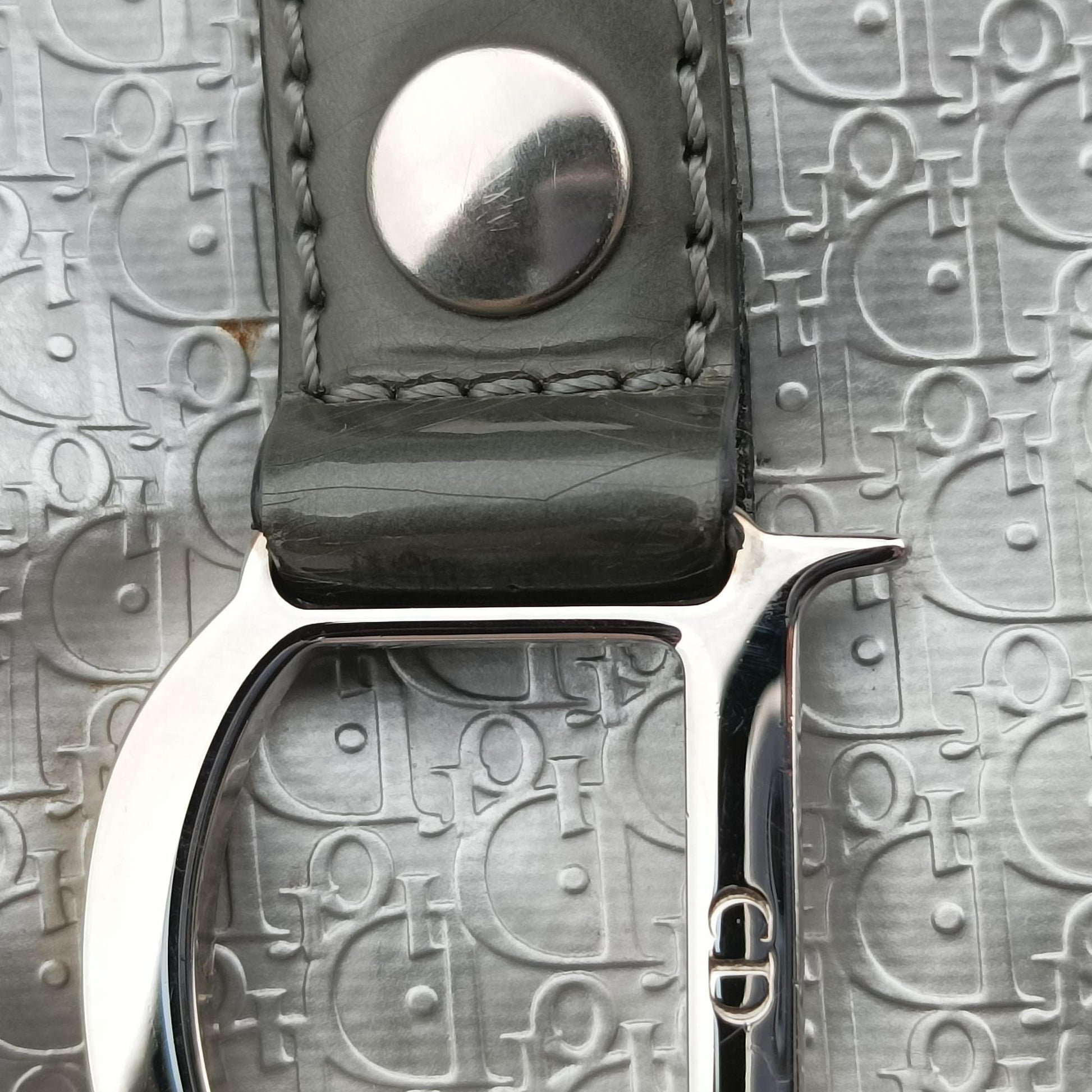 Zucchino Glitter Logo Silver × Gray Leather PZ 0101ズッカ柄 ズッキーノ グリッターロゴ シルバー × グレー レザー PZ 0101