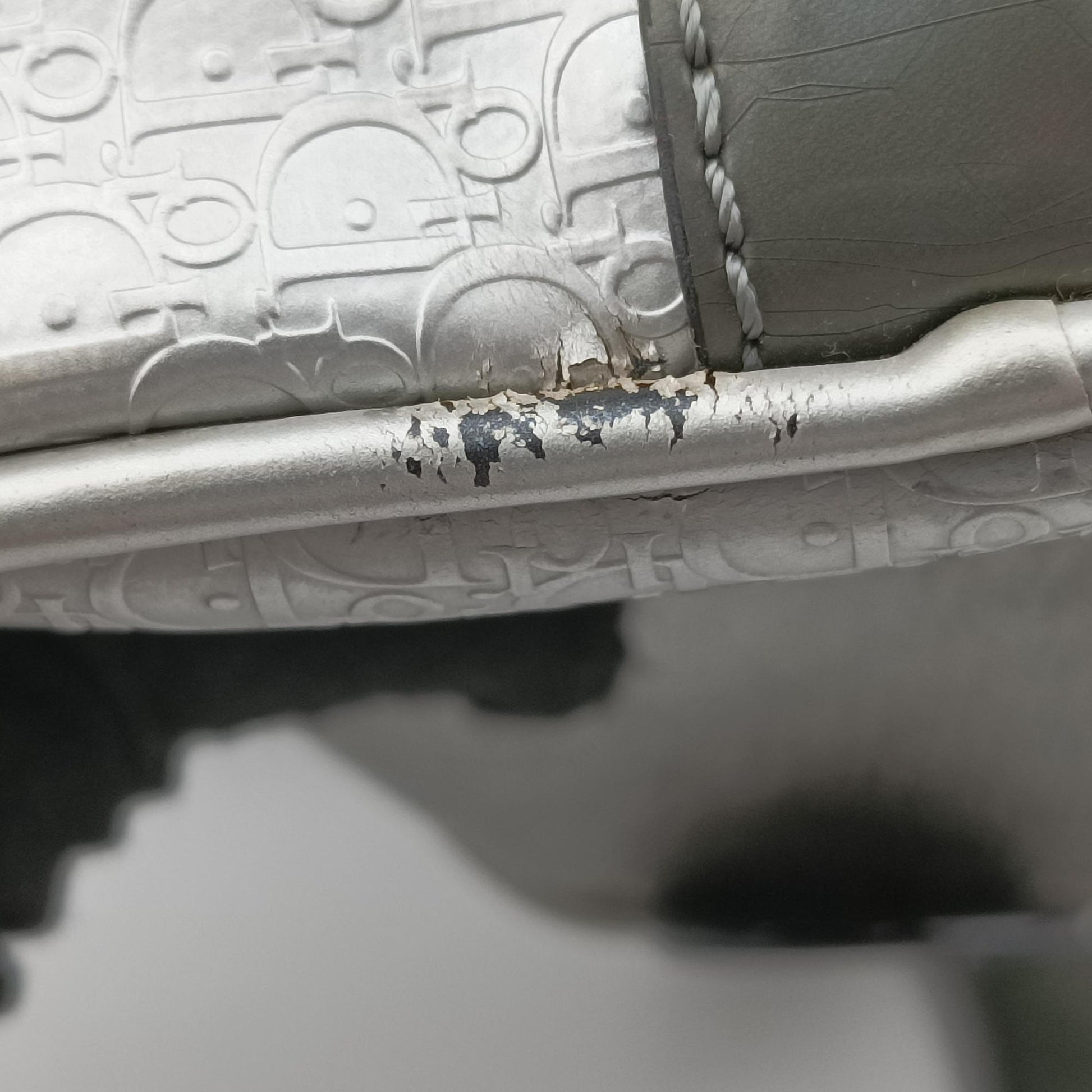 Zucchino Glitter Logo Silver × Gray Leather PZ 0101ズッカ柄 ズッキーノ グリッターロゴ シルバー × グレー レザー PZ 0101