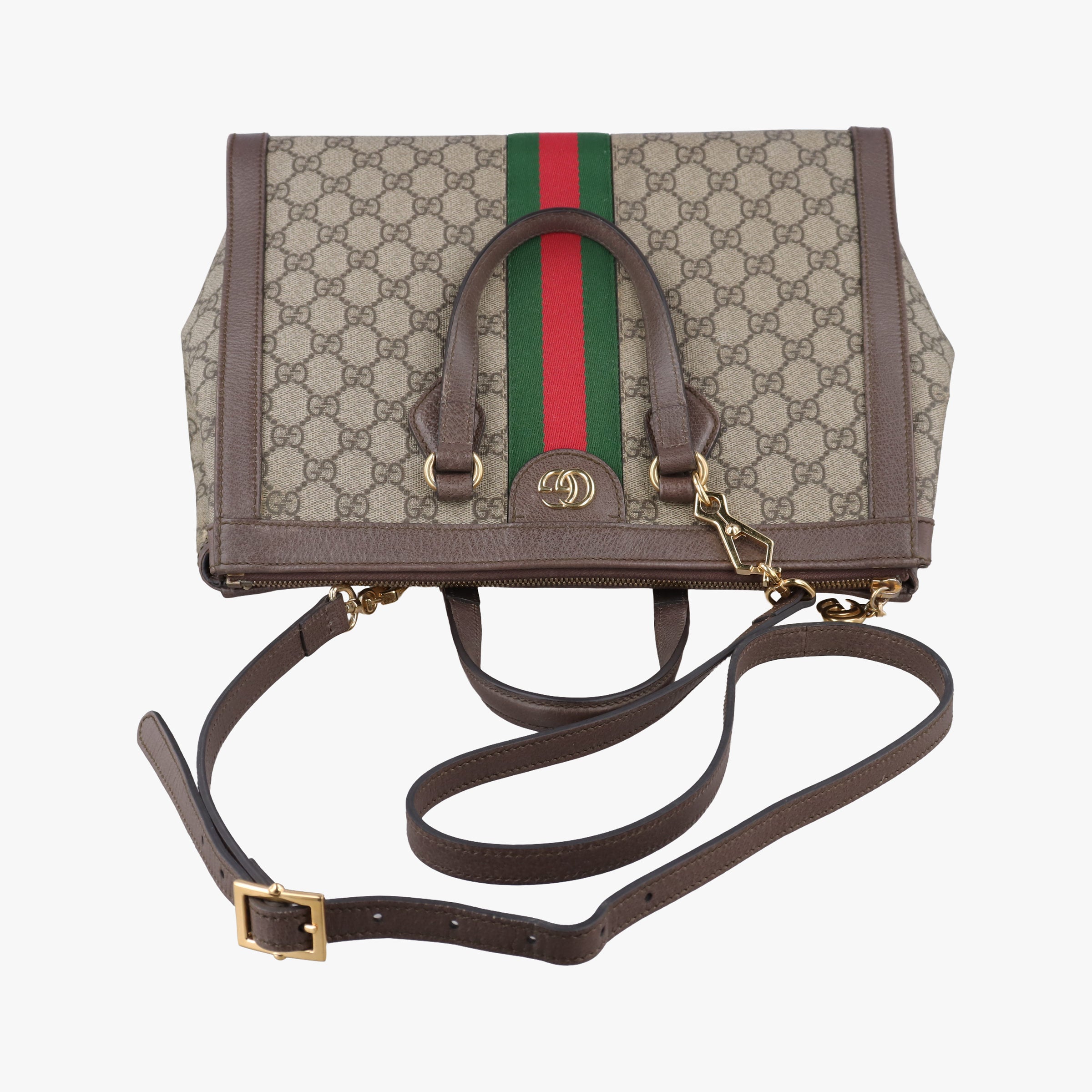 OPHIDIA Beige×Brown×Red×Green PVC coated canvas×Leather 524537 C026468528オフィディア ベージュ×ブラウン×レッド×グリーン PVCコーティングキャンバス×レザー 524537 C026468528