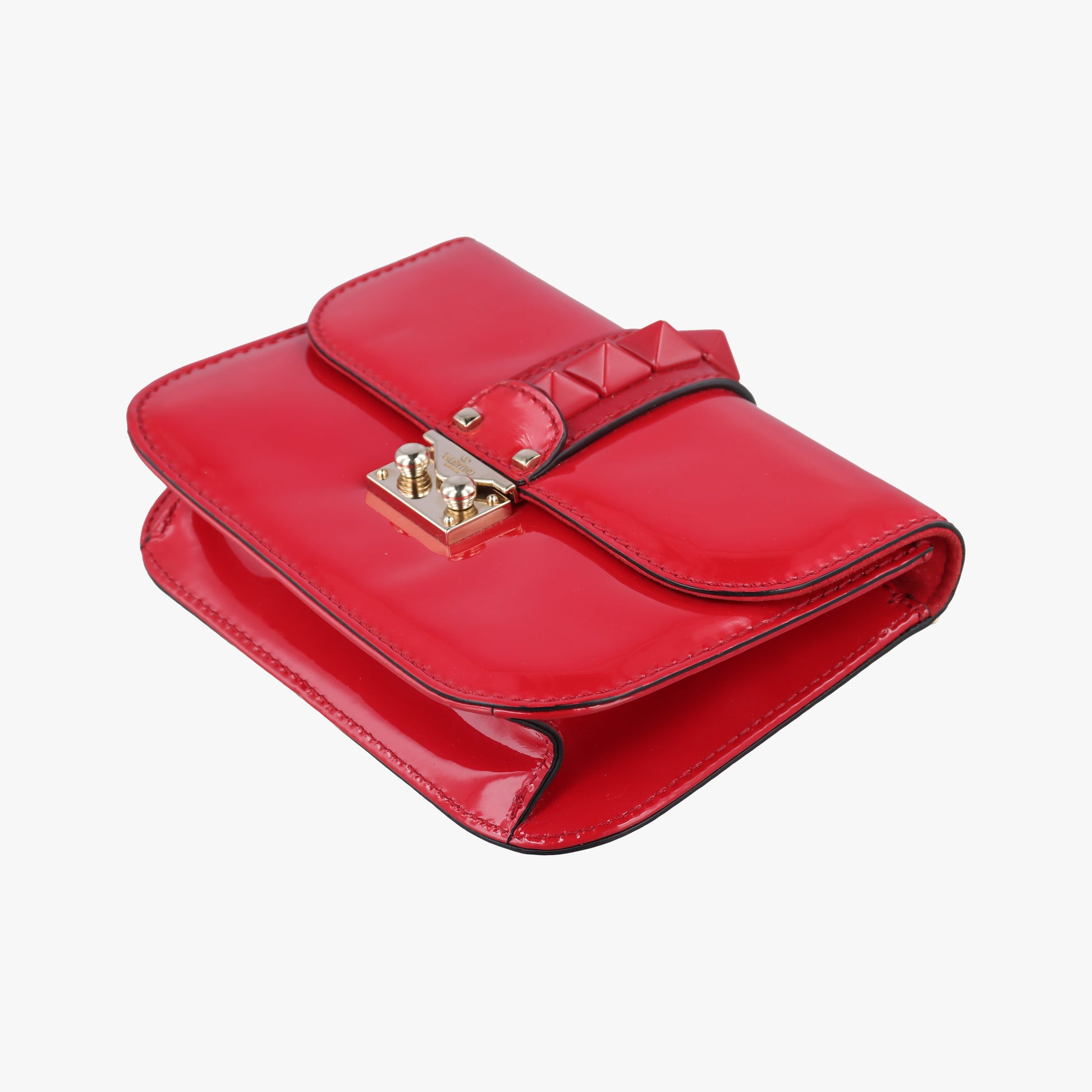 Rockstud Glam Lock Red Patent Leather Lot number unknownロックスタッズグラムロックスモール レッド パテント 製番不明