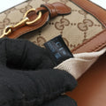 Lady Web Brown canvas×leather 384821 D019192009レディ ウェブ ブラウン キャンバス x レザー 384821 D019192009