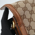 Lady Web Brown canvas×leather 384821 D019192009レディ ウェブ ブラウン キャンバス x レザー 384821 D019192009