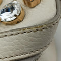 Flower Motif Rhinestone Lock WhitexMulticolour Leather 44フラワーモチーフ ラインストーン ロック ホワイトxマルチカラー レザー 44