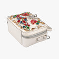 Flower Motif Rhinestone Lock WhitexMulticolour Leather 44フラワーモチーフ ラインストーン ロック ホワイトxマルチカラー レザー 44