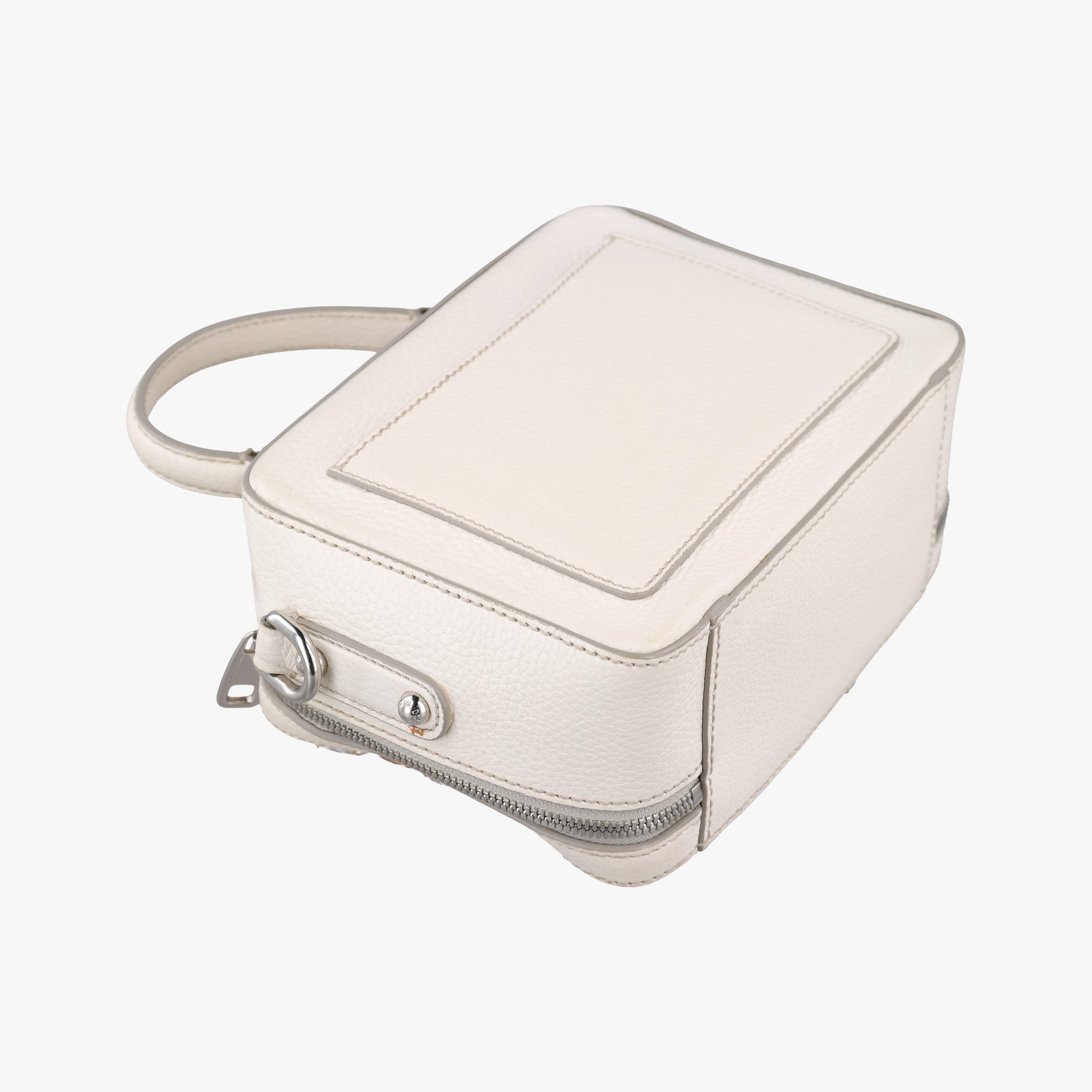 Flower Motif Rhinestone Lock WhitexMulticolour Leather 44フラワーモチーフ ラインストーン ロック ホワイトxマルチカラー レザー 44