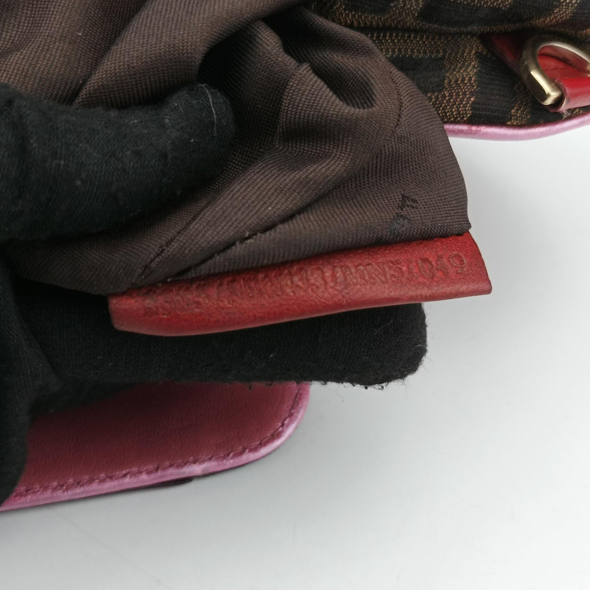 Zucca Vanity Mirror Brown × Red Jacquard × Leather 8BN133 2305/8BN133/MN5/049ズッカ バニティミラー ブラウン × レッド ジャガード × レザー 8BN133 2305/8BN133/MN5/049