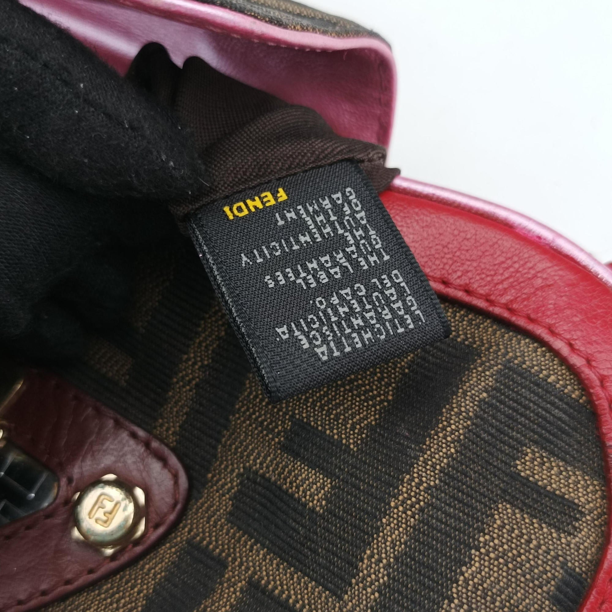 Zucca Vanity Mirror Brown × Red Jacquard × Leather 8BN133 2305/8BN133/MN5/049ズッカ バニティミラー ブラウン × レッド ジャガード × レザー 8BN133 2305/8BN133/MN5/049