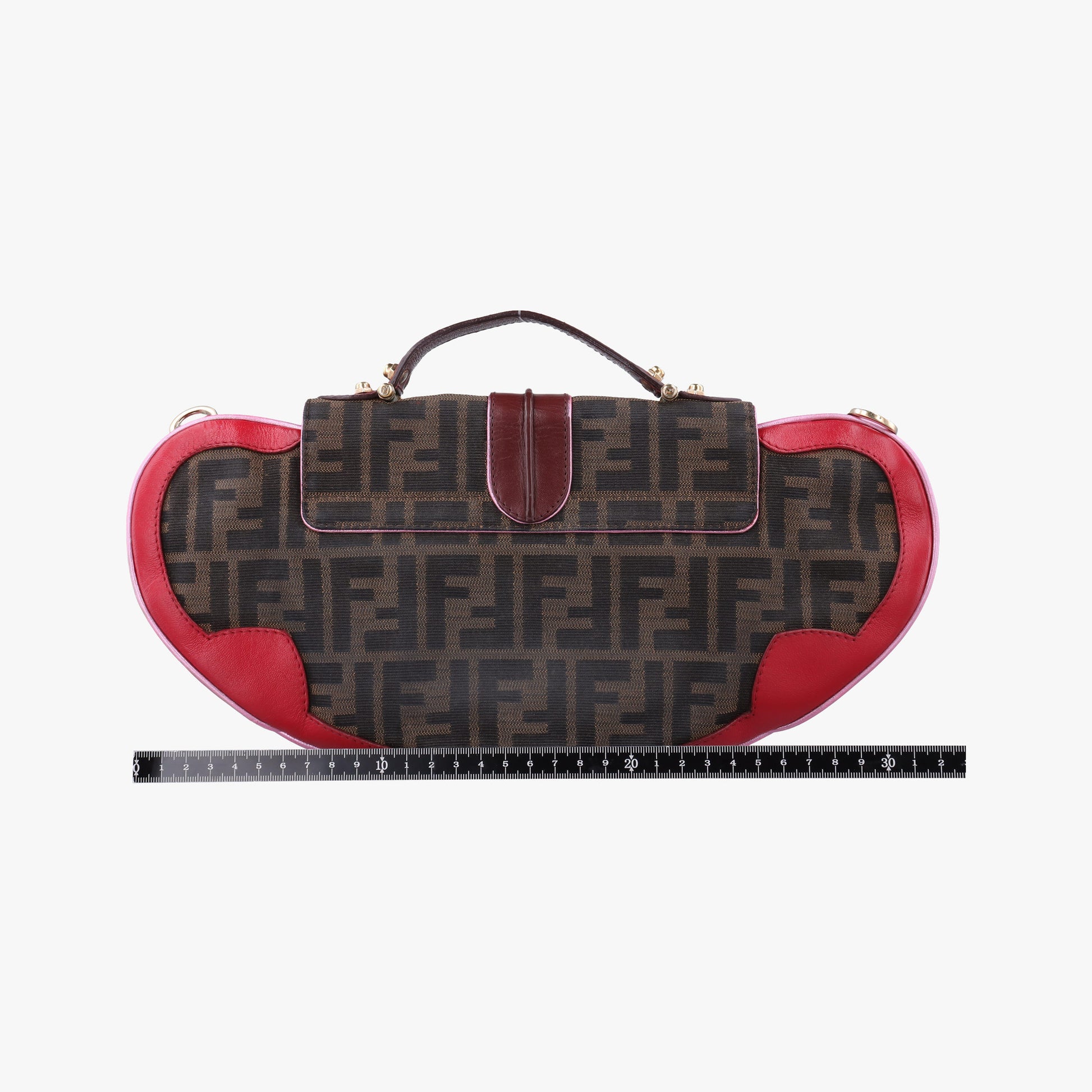 Zucca Vanity Mirror Brown × Red Jacquard × Leather 8BN133 2305/8BN133/MN5/049ズッカ バニティミラー ブラウン × レッド ジャガード × レザー 8BN133 2305/8BN133/MN5/049
