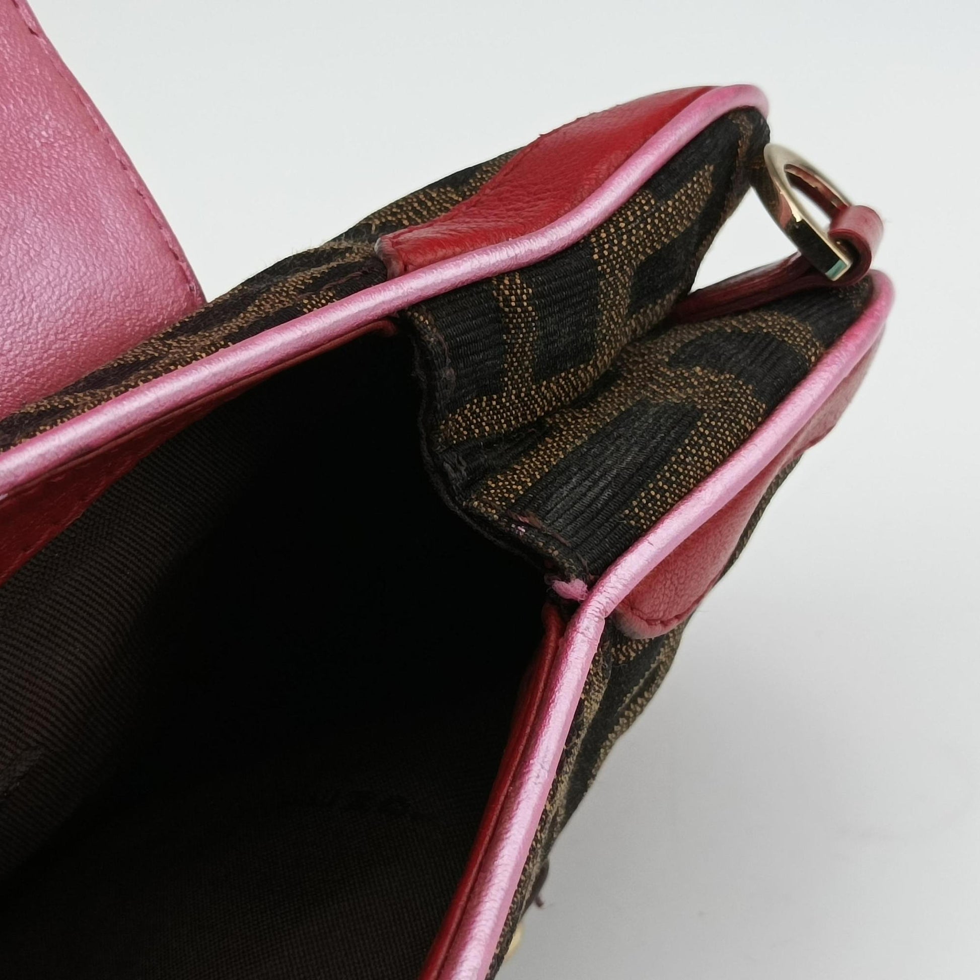 Zucca Vanity Mirror Brown × Red Jacquard × Leather 8BN133 2305/8BN133/MN5/049ズッカ バニティミラー ブラウン × レッド ジャガード × レザー 8BN133 2305/8BN133/MN5/049