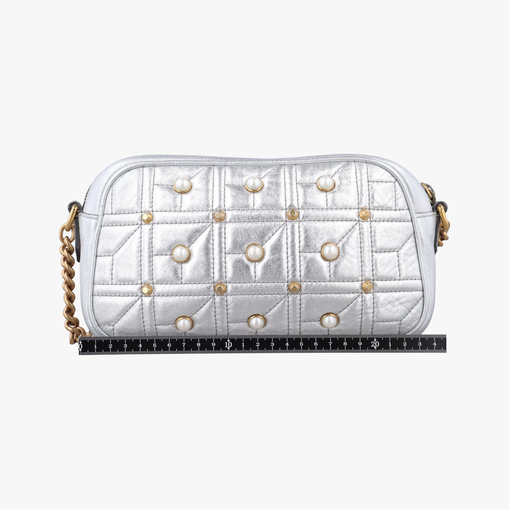 GG Marmont Silver Leather 447632 B021162434GGマーモント シルバー レザー 447632 B021162434