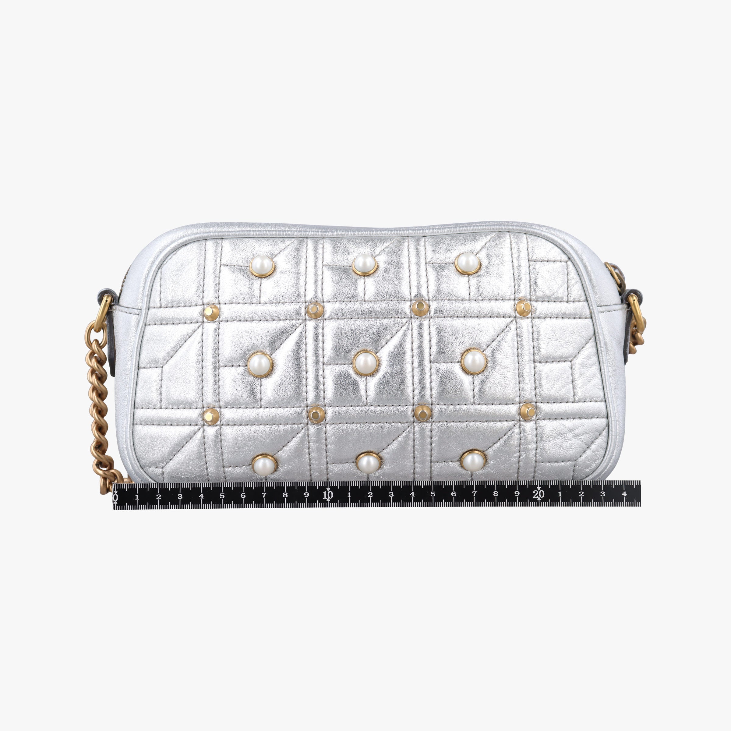 GG Marmont Silver Leather 447632 B021162434GGマーモント シルバー レザー 447632 B021162434