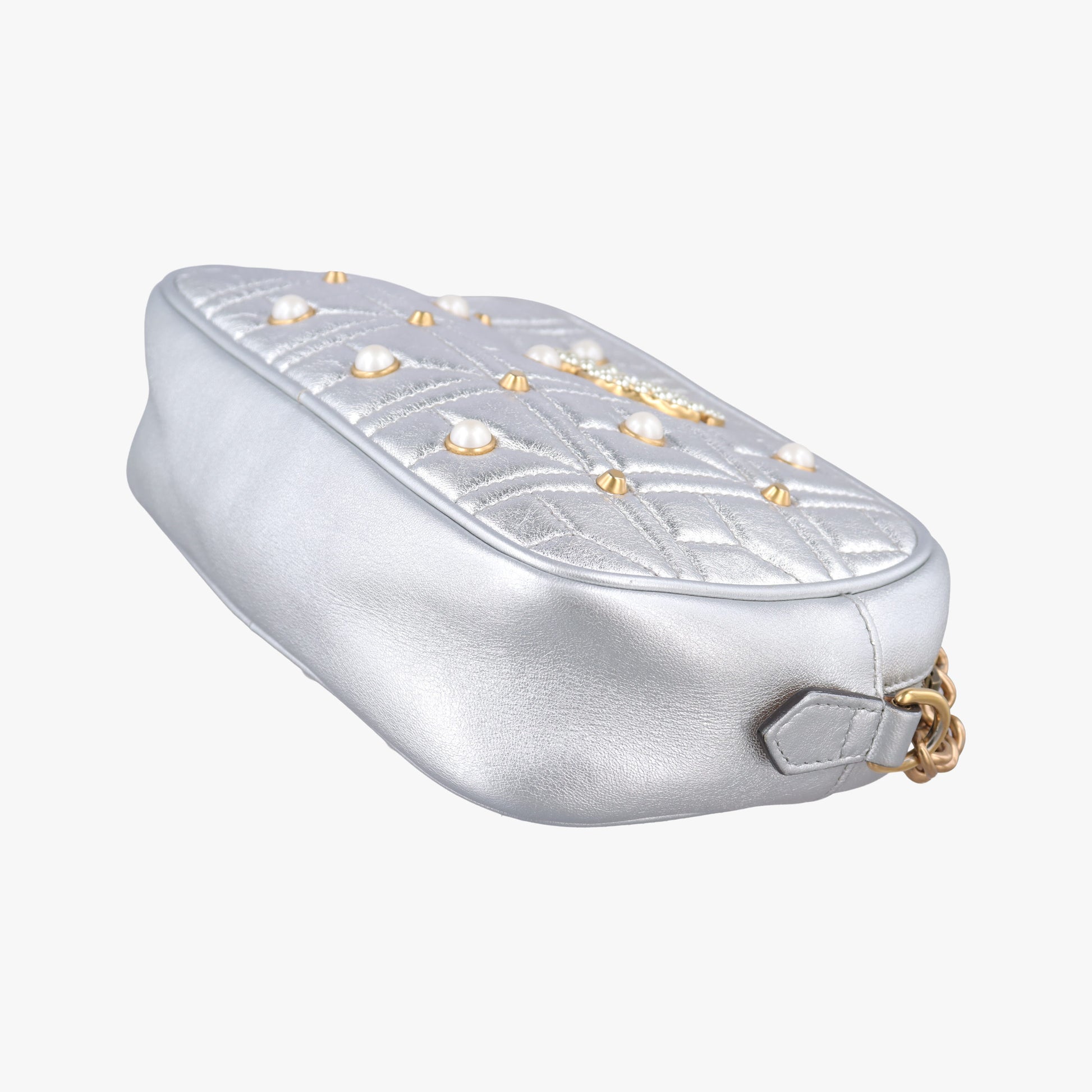 GG Marmont Silver Leather 447632 B021162434GGマーモント シルバー レザー 447632 B021162434