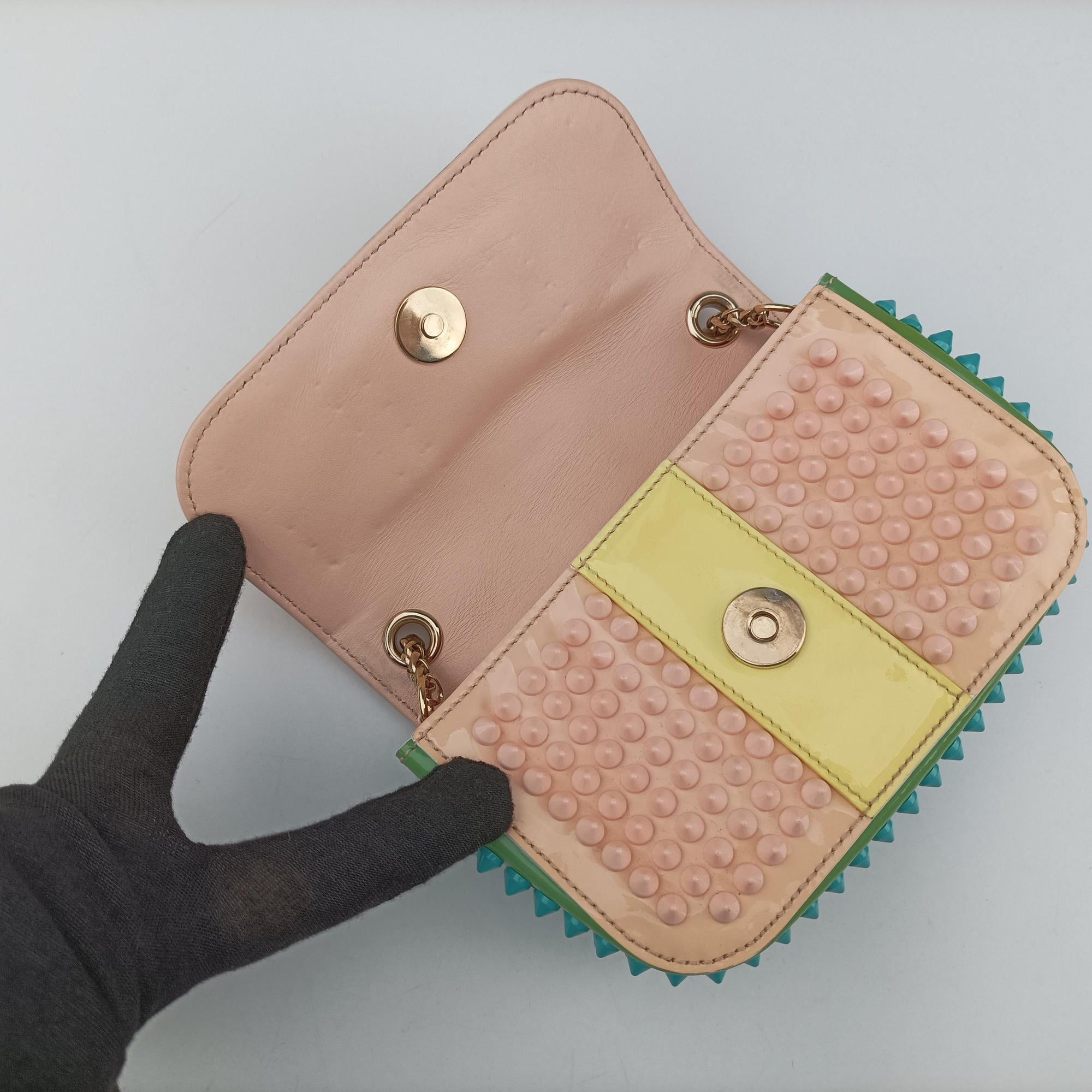 Sweet Charity Scarabe Spike Pink × Yellow × Blue × Green Leather スイート チャリティー スカラベ スパイク ピンク × イエロー × ブルー × グリーン レザー 