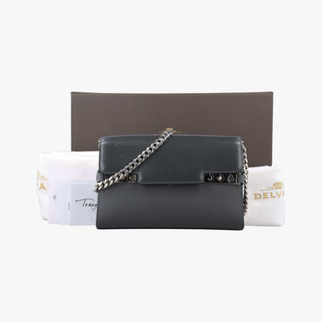 Delvaux Tempete Pochette gray Leather A00Aデルヴォー タンペート ポシェット グレー レザー A00A