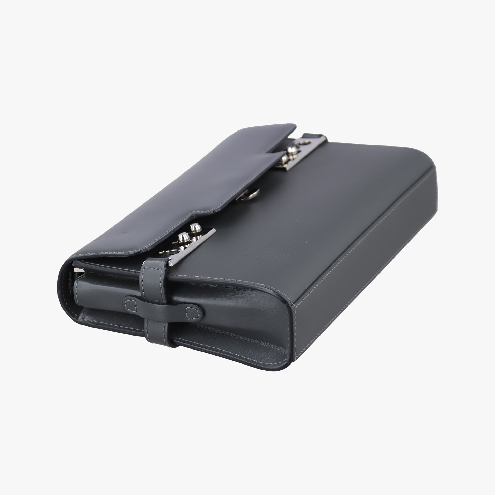 Delvaux Tempete Pochette gray Leather A00Aデルヴォー タンペート ポシェット グレー レザー A00A