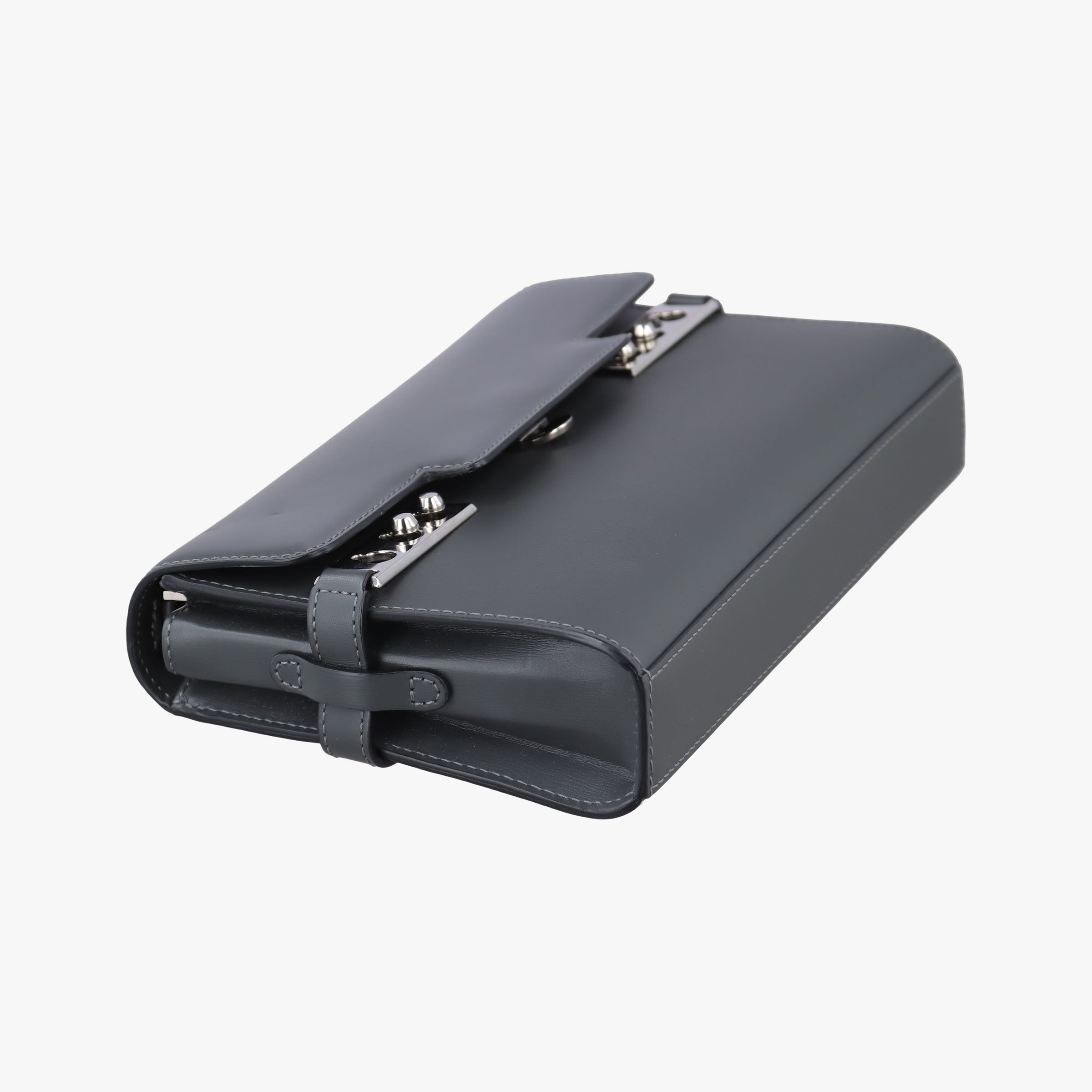 Delvaux Tempete Pochette gray Leather A00Aデルヴォー タンペート ポシェット グレー レザー A00A