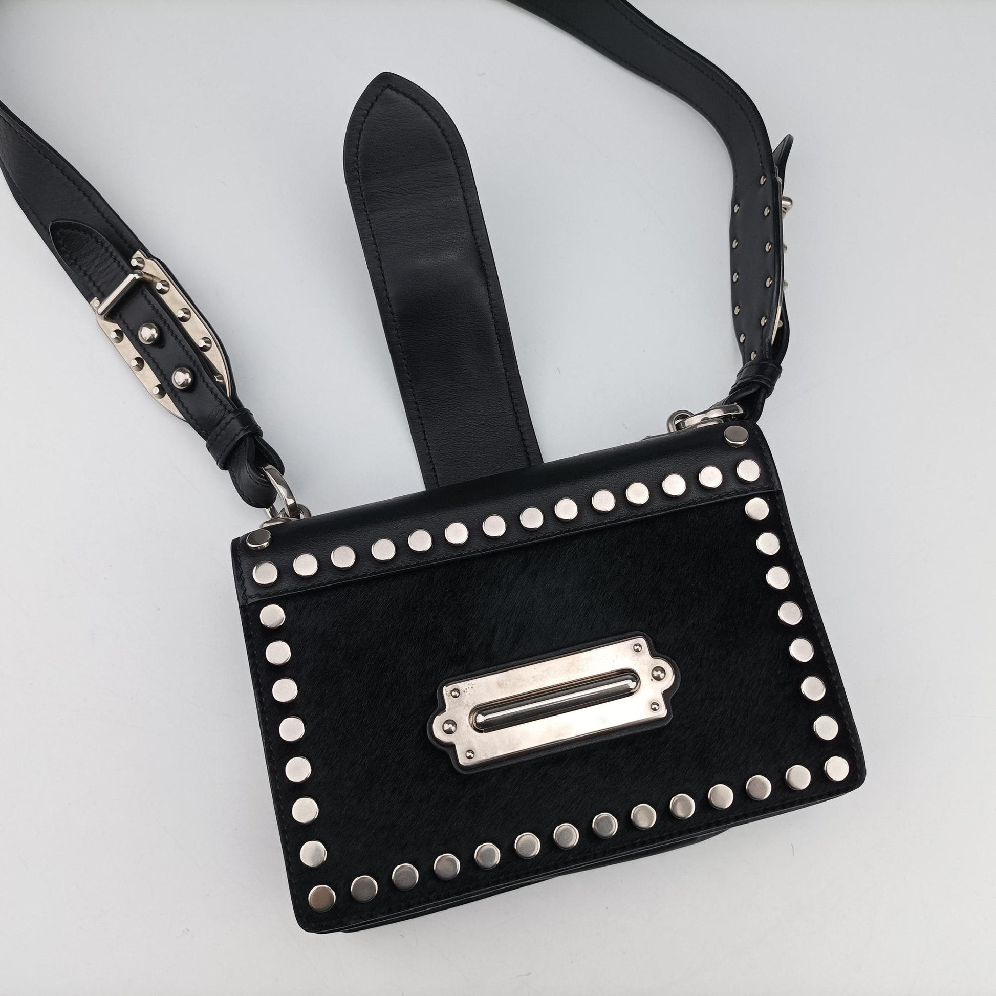 Cahier Black Leather×Pony-style calfskin 1BD045 25カイエ ブラック レザー×ハラコ 1BD045 25