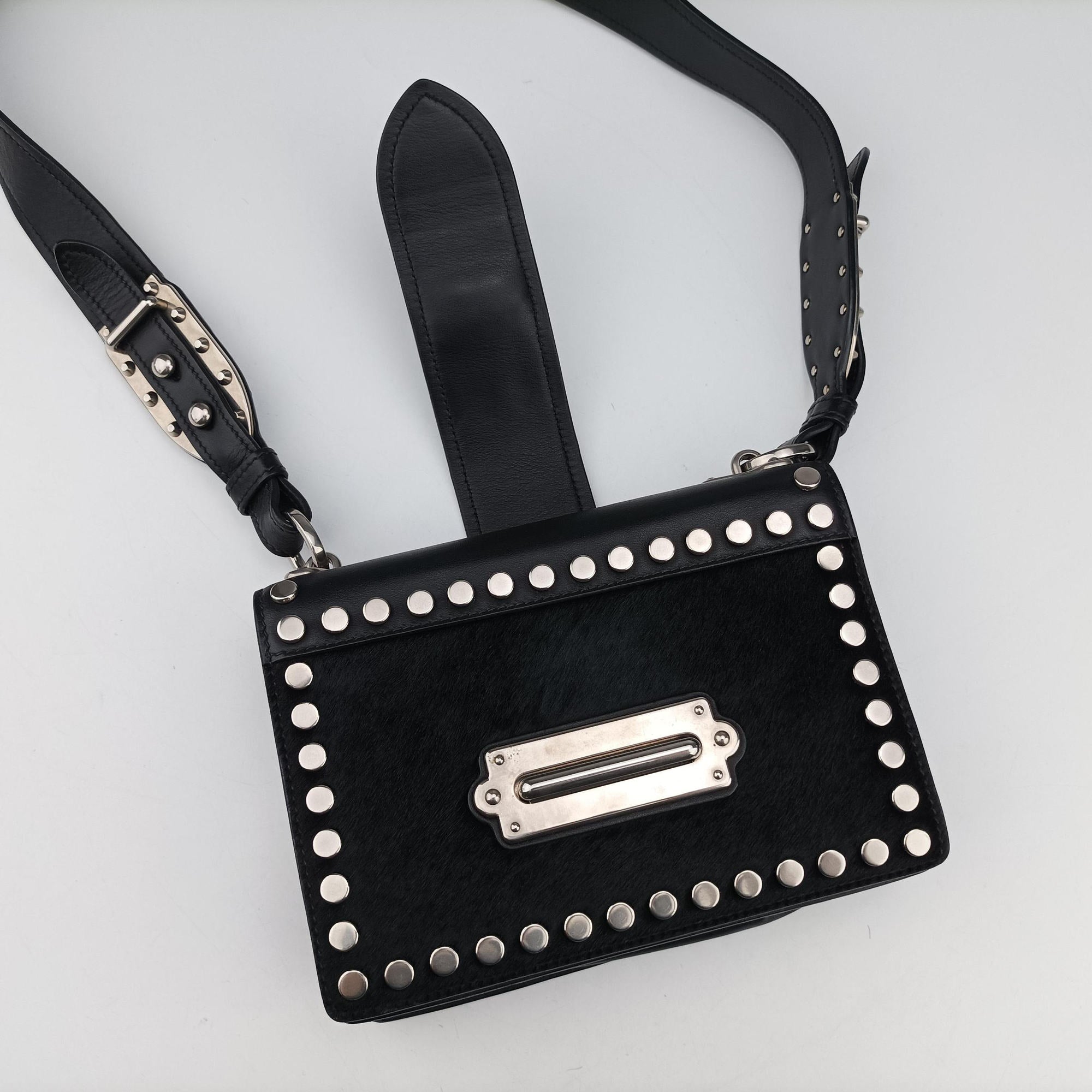 Cahier Black Leather×Pony-style calfskin 1BD045 25カイエ ブラック レザー×ハラコ 1BD045 25