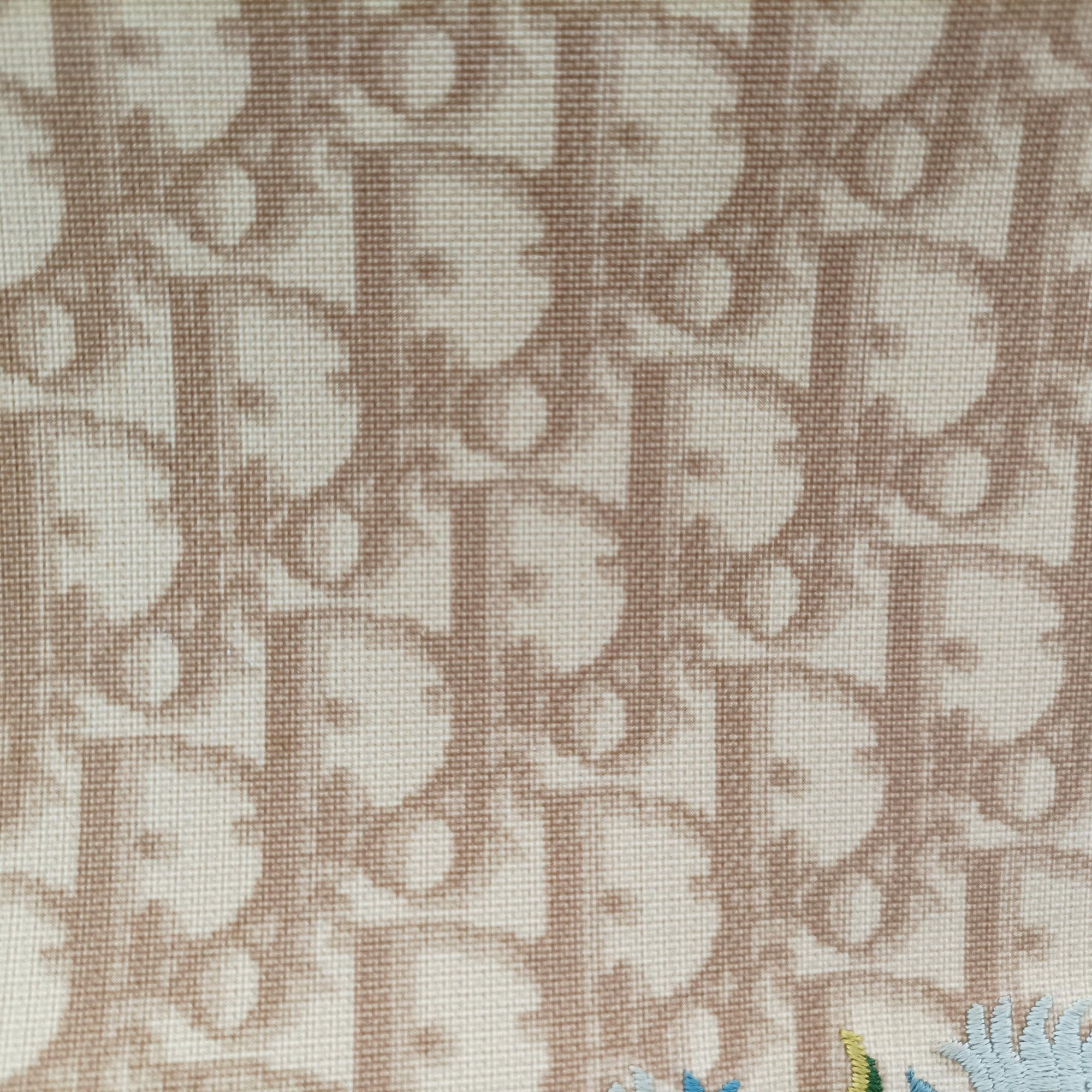 Trotter Flower Beige PVC Coated Canvas Floral Embroidery BO D 1024トロッター フラワー ベージュ PVCコーティングキャンバス 花刺繍 BO D 1024