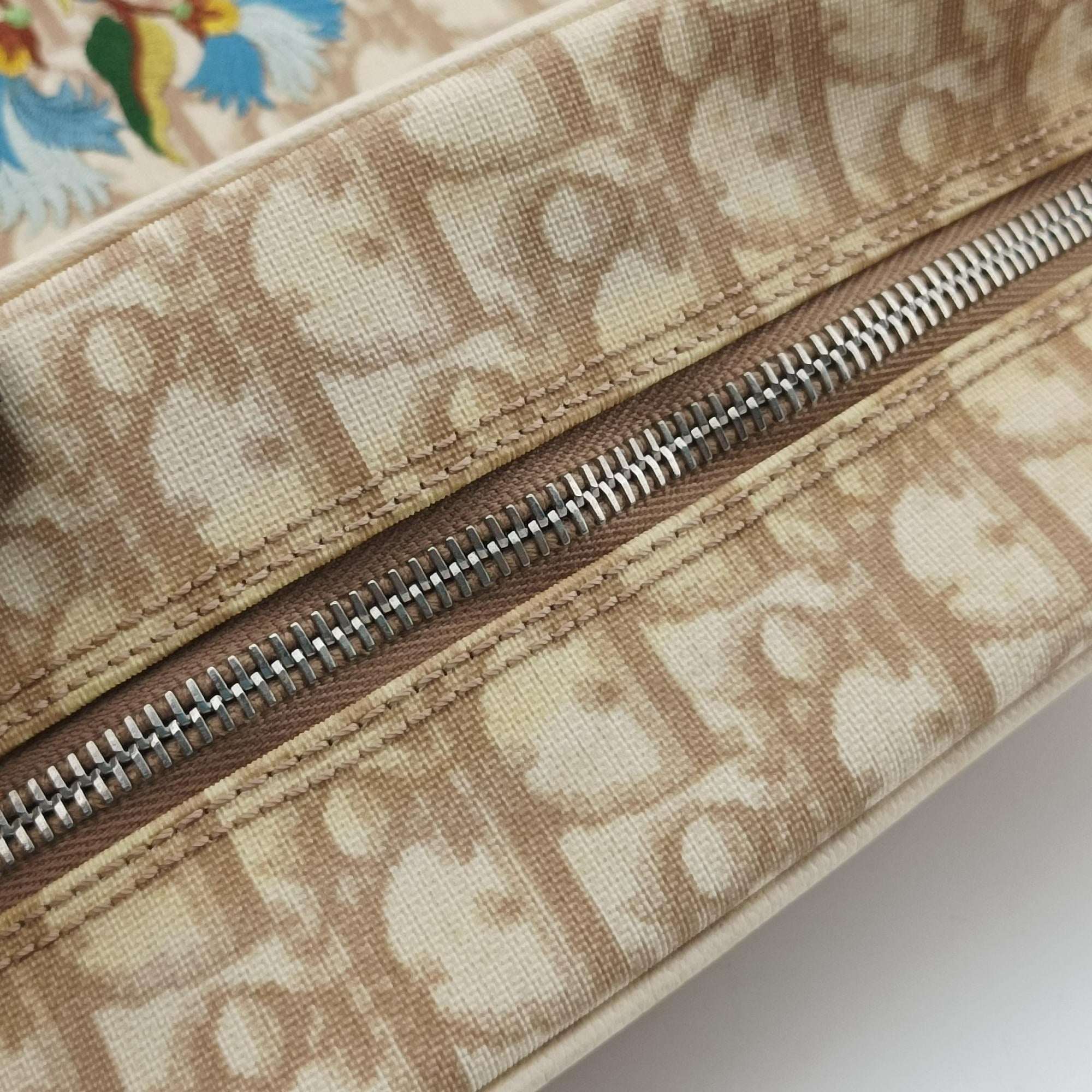 Trotter Flower Beige PVC Coated Canvas Floral Embroidery BO D 1024トロッター フラワー ベージュ PVCコーティングキャンバス 花刺繍 BO D 1024