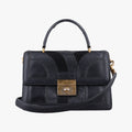Rosalia Top Handle Black Leather×Suede×Python 50ロザリア トップハンドル ブラック レザー × スエード × パイソン 50