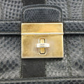 Rosalia Top Handle Black Leather×Suede×Python 50ロザリア トップハンドル ブラック レザー × スエード × パイソン 50