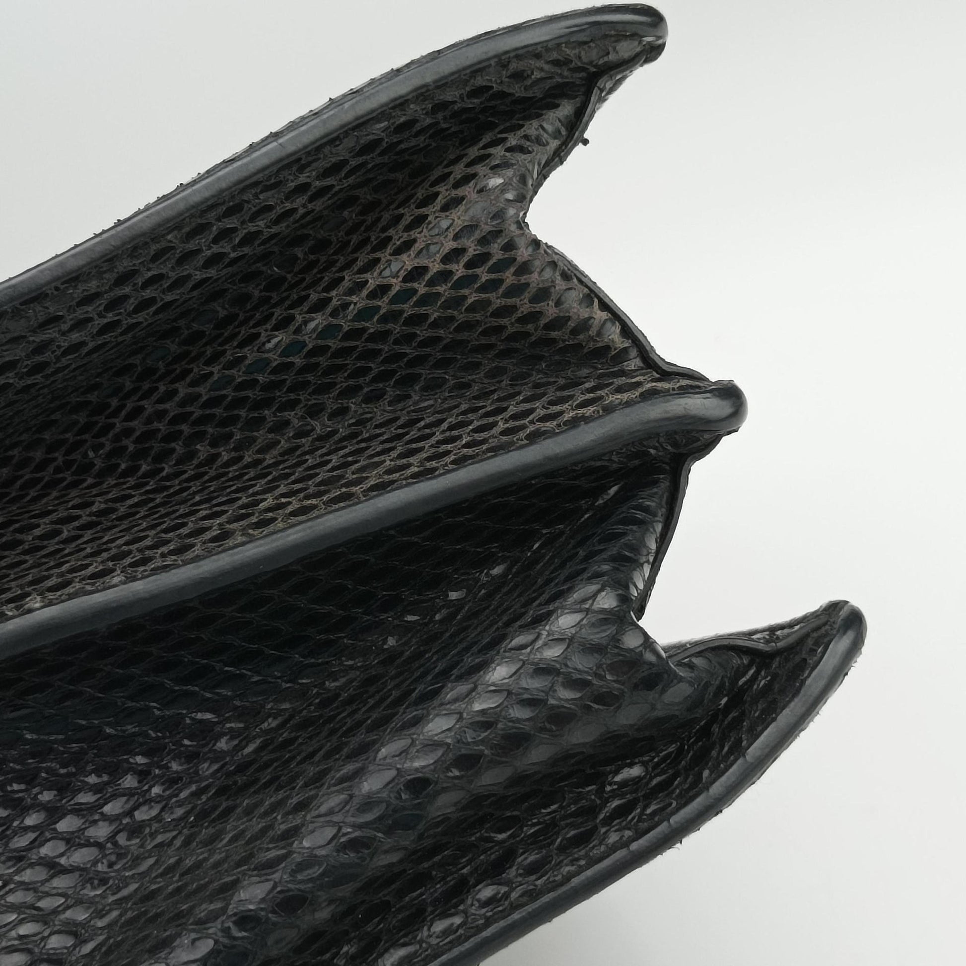 Rosalia Top Handle Black Leather×Suede×Python 50ロザリア トップハンドル ブラック レザー × スエード × パイソン 50