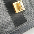 Rosalia Top Handle Black Leather×Suede×Python 50ロザリア トップハンドル ブラック レザー × スエード × パイソン 50