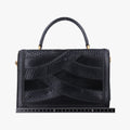 Rosalia Top Handle Black Leather×Suede×Python 50ロザリア トップハンドル ブラック レザー × スエード × パイソン 50