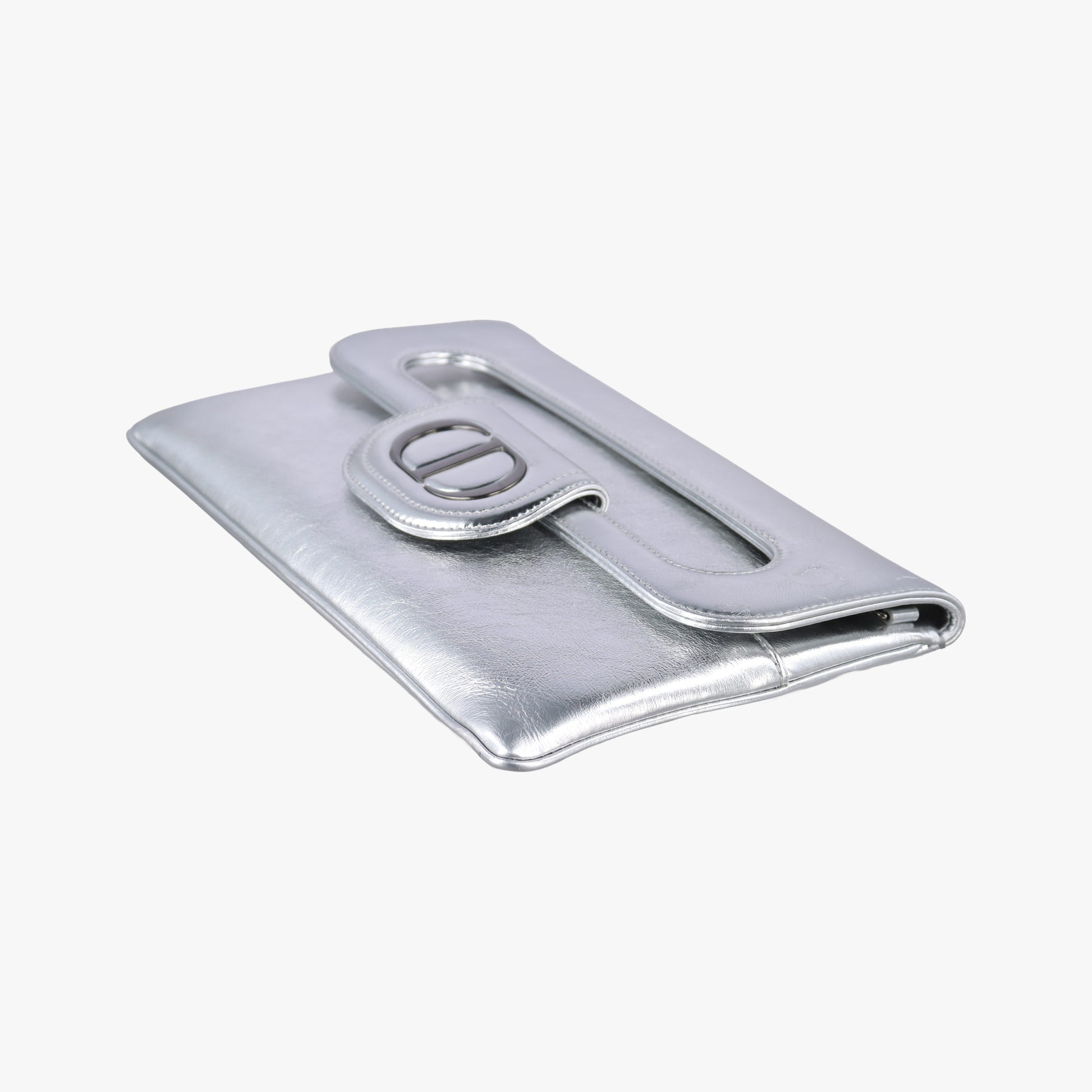 Dior double Medium Silver Leather 10-MA-0241ディオール ダブル ミディアム シルバー レザー 10-MA-0241