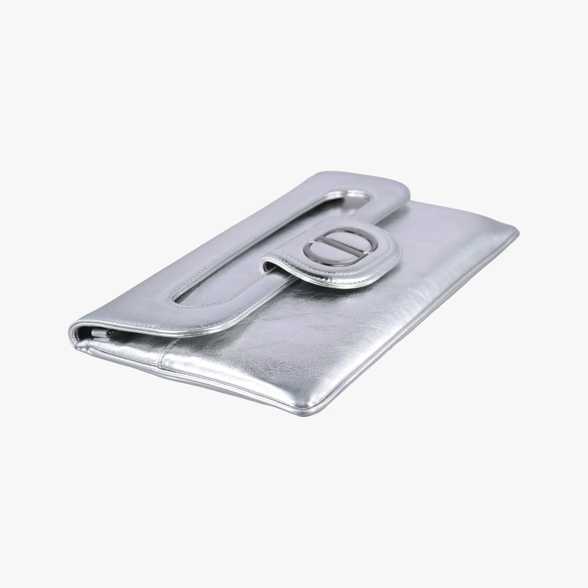 Dior double Medium Silver Leather 10-MA-0241ディオール ダブル ミディアム シルバー レザー 10-MA-0241
