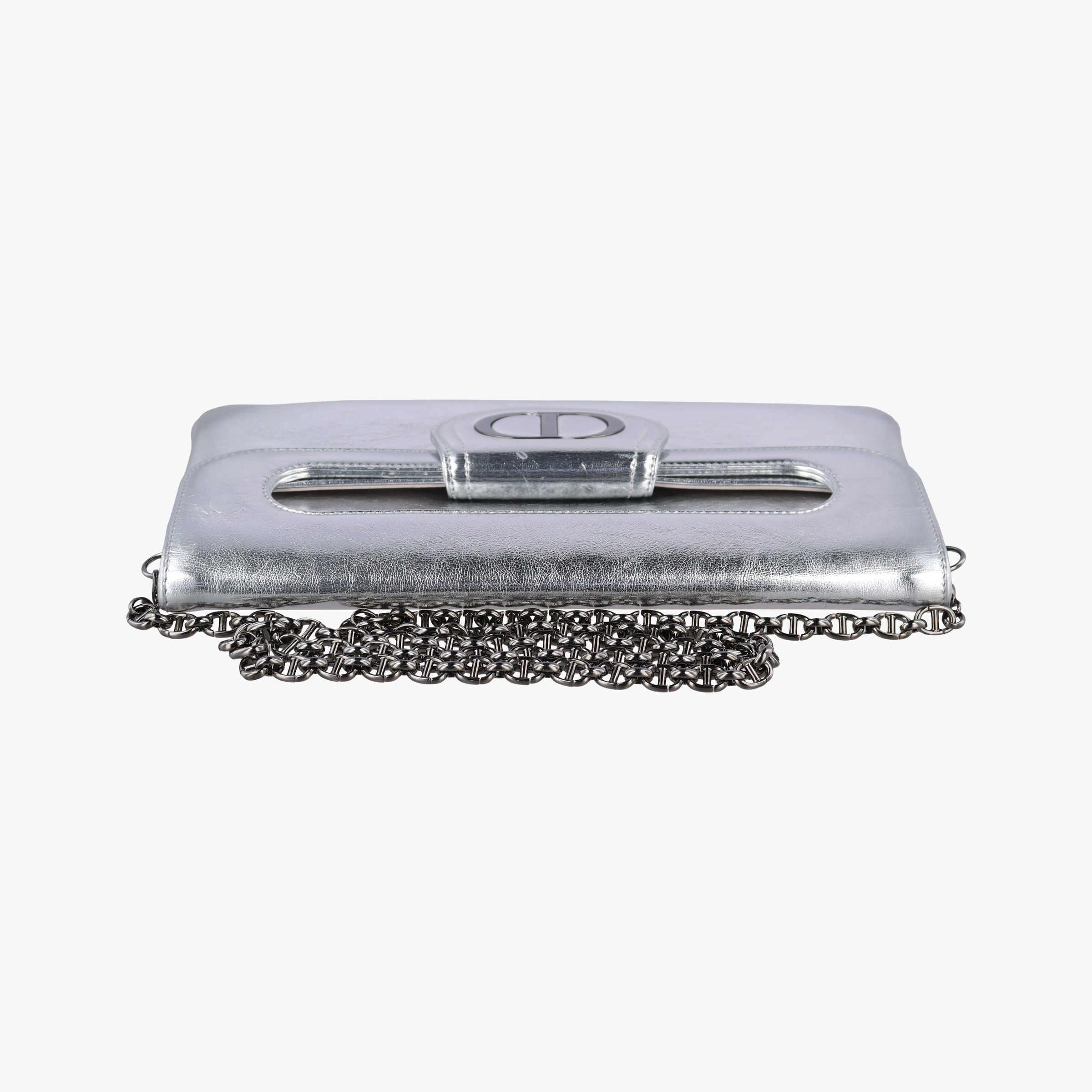 Dior double Medium Silver Leather 10-MA-0241ディオール ダブル ミディアム シルバー レザー 10-MA-0241